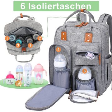 WISHDOR Wickelrucksack Wickeltasche Rucksack Baby Multifunktions-Babytaschen Wärmeisolierte (Windeln Babyflasche Milchfläsche Rucksack Tasche mit Flaschenhalter, Multifunktional, Babytasche, für Mama und Papa unterwegs, mit Laptopfach), mit tragbarer mobiler Wickelauflage Schnullerhalter Kinderwagengurte