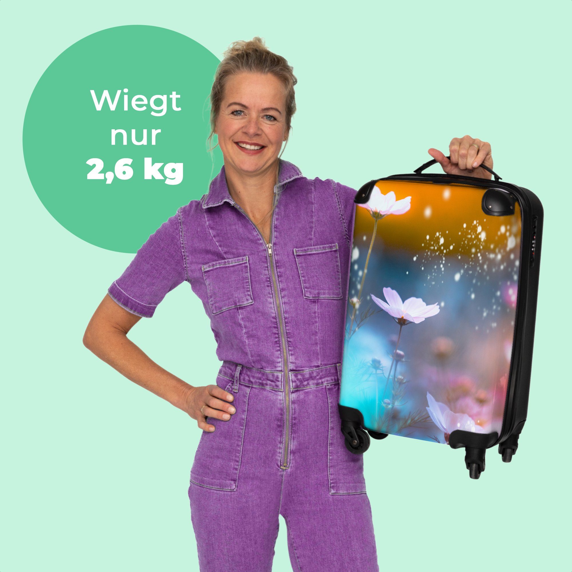 Handgepäck Botanisch, Rollen, Blumen 55x35x20cm Reisekoffer 4 NoBoringSuitcases.com© - - Cabin Frühling - - Rollkoffer - mit 4 Handgepäckkoffer Rollen Kleine Trolley Rosa Abstrakt