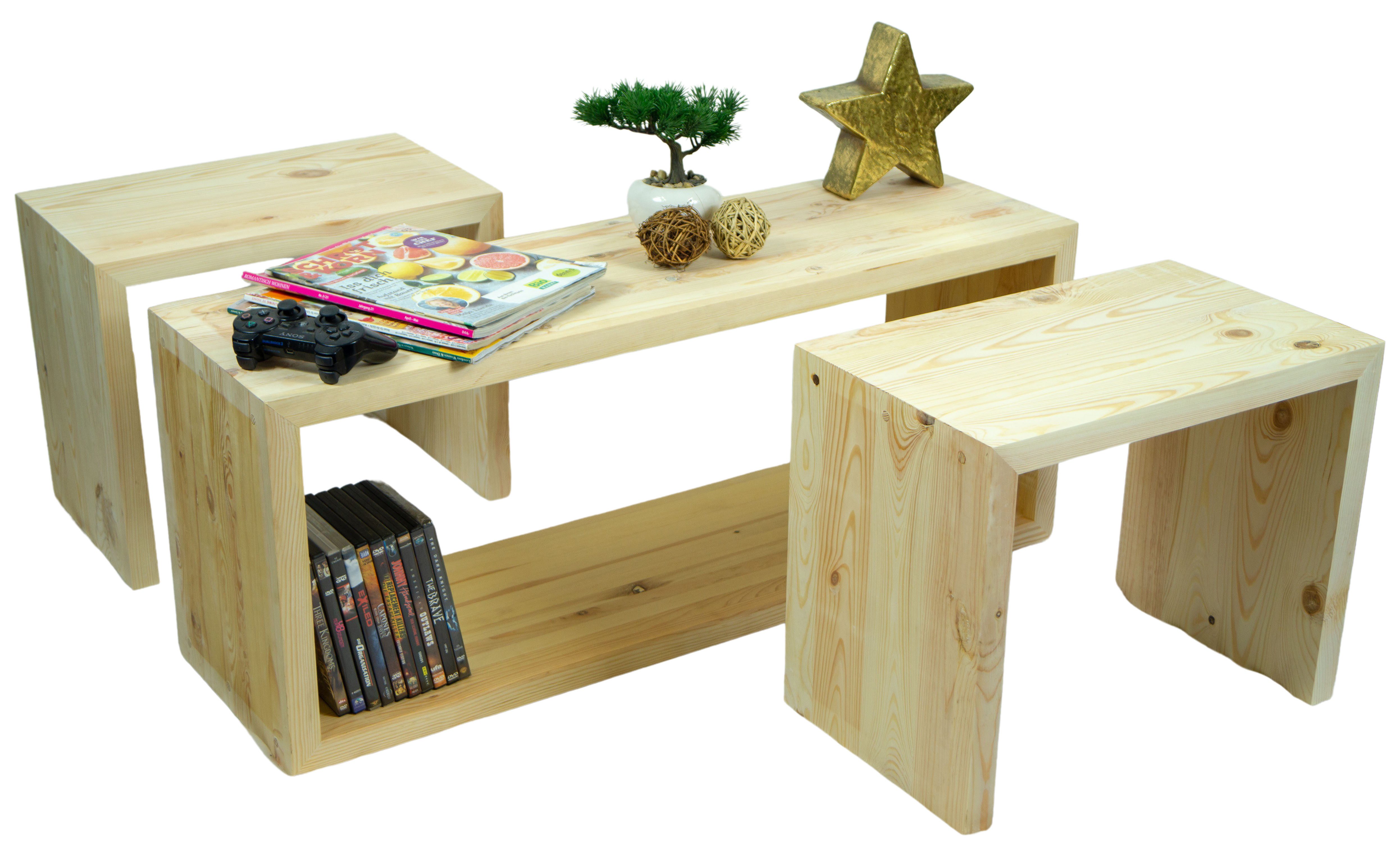 Kistenkolli Altes Land Allzweckkiste Vintage Tisch mit 2 Sitzhockern in natur (Kein)