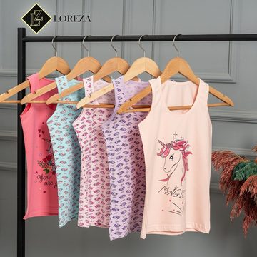 LOREZA Unterhemd 5er Set Mädchen Unterhemden - Unicorn - Bunt (Set, 5-St)