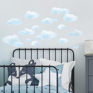 RoomMates Wandsticker Wolken Blau