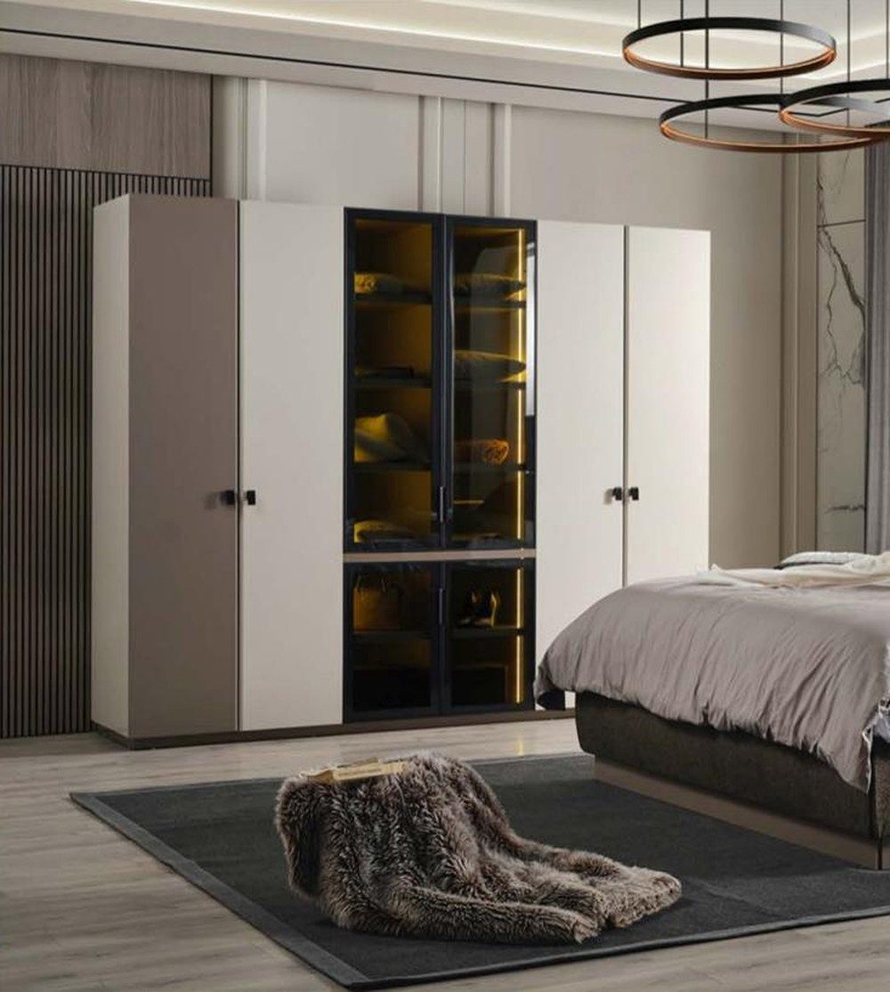 JVmoebel Kleiderschrank Moderner Holzschrank in Weiß mit 6 Türen und 15 Regalfächern (1-St., 1er Set)
