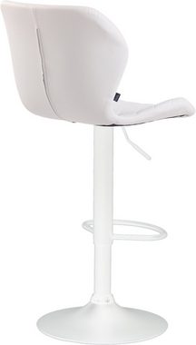 TPFLiving Barhocker Cora mit bequemer Rückenlehne und angenehmer Fußstütze (Barstuhl Hocker für Theke & Küche - 360° drehbar und höhenverstellbar), Gestell Metall weiß - Sitzfläche: Kunstleder Weiß