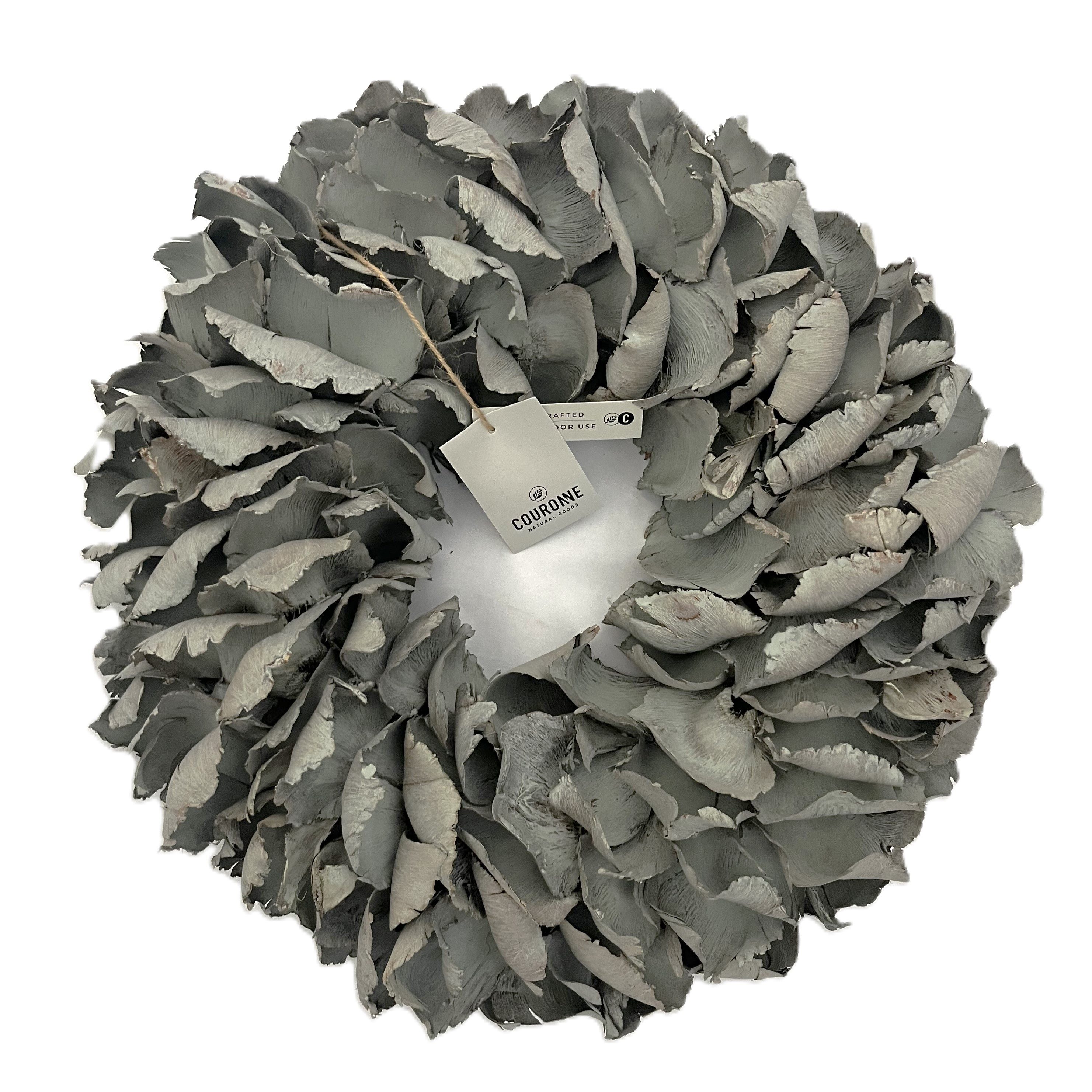 Couronne Dekokranz Kranz Hängekranz Grau Modern Mittelgroß Naturmaterialien 40 cm, Naturmaterialien