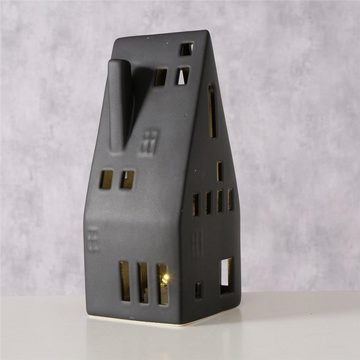 BOLTZE LED-Dekofigur Hygga, Haus, in Schwarz aus Porzellan, Skandinavisches Design