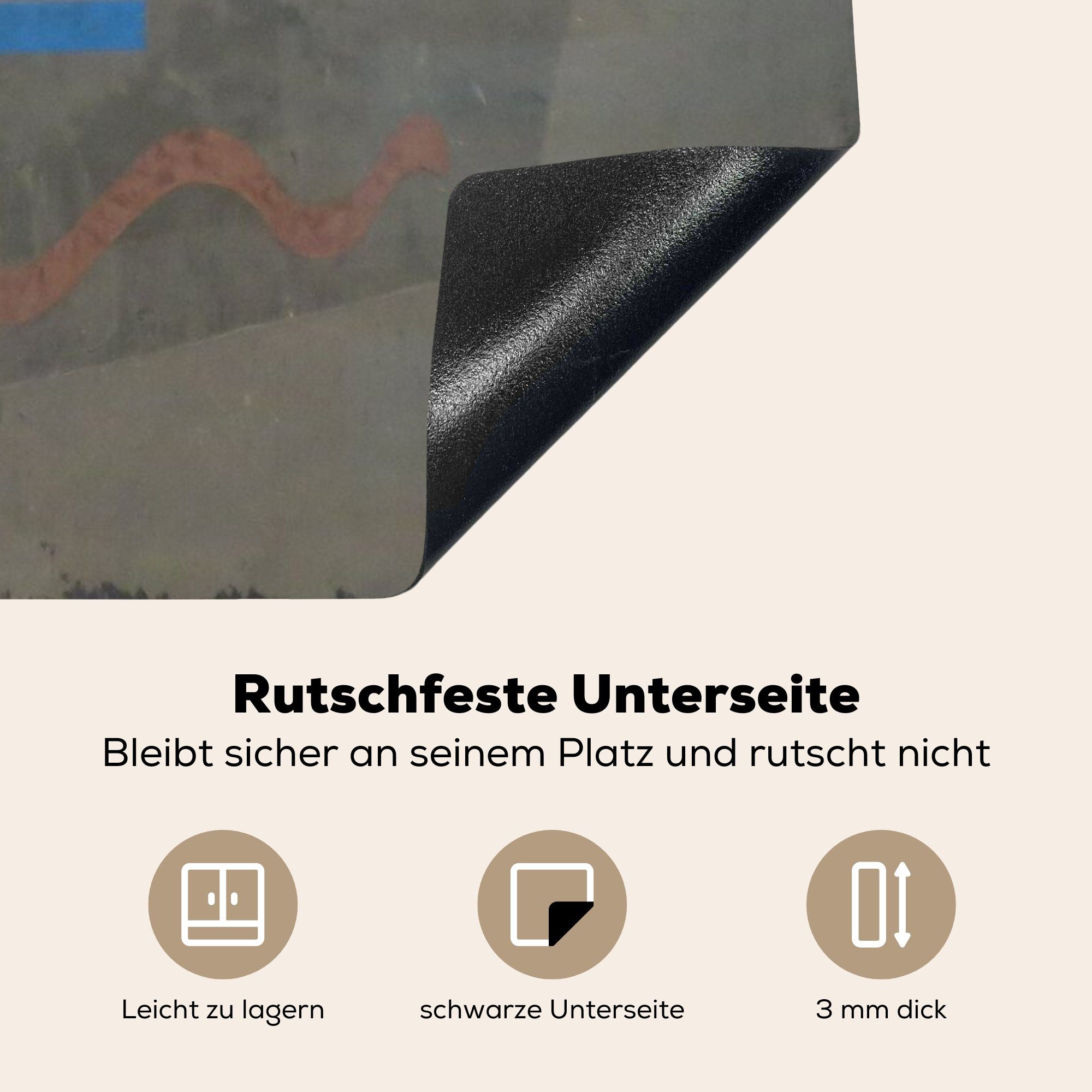 Möglichkeiten Herdblende-/Abdeckplatte cm, 78x78 Meer Klee, tlg), Gemälde Arbeitsplatte - von küche Ceranfeldabdeckung, (1 auf Paul dem MuchoWow Vinyl, für