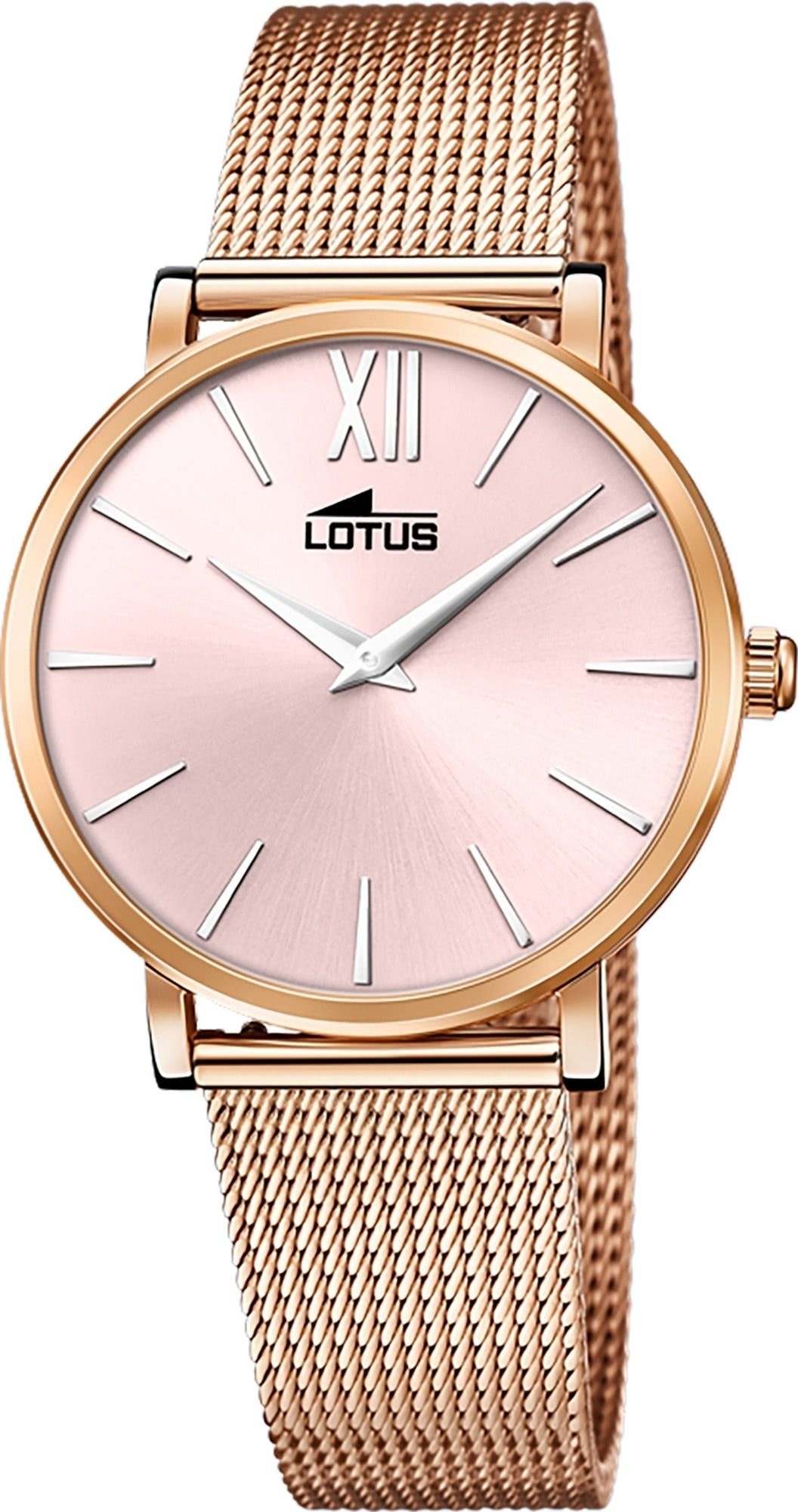 Lotus Quarzuhr Lotus Damen Armbanduhr Smart Casual, Damenuhr rund, mittel (ca. 33mm) Edelstahlarmband rosegold