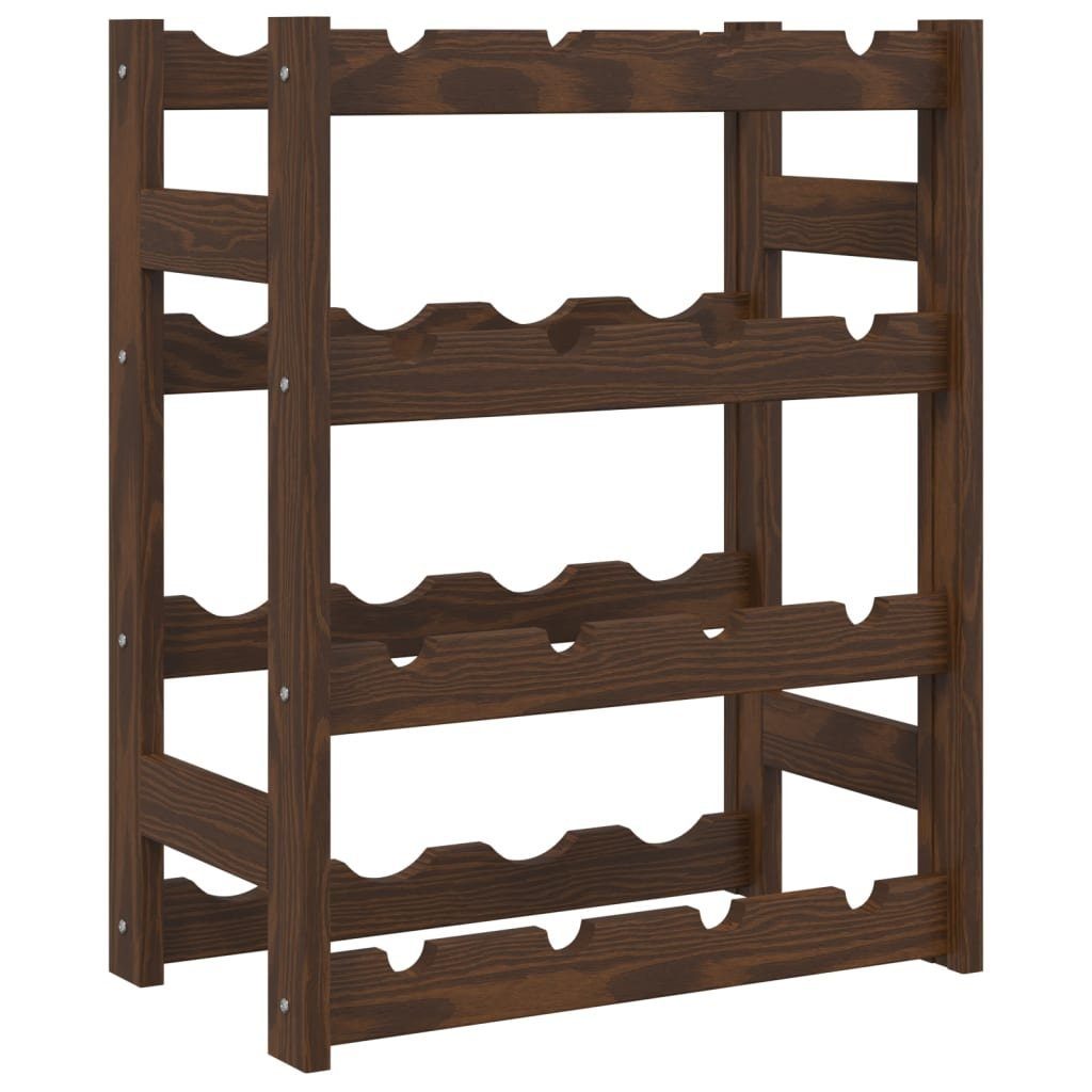 Weinregal Weinregal für 16 Flaschen Braun Massivholz Kiefer