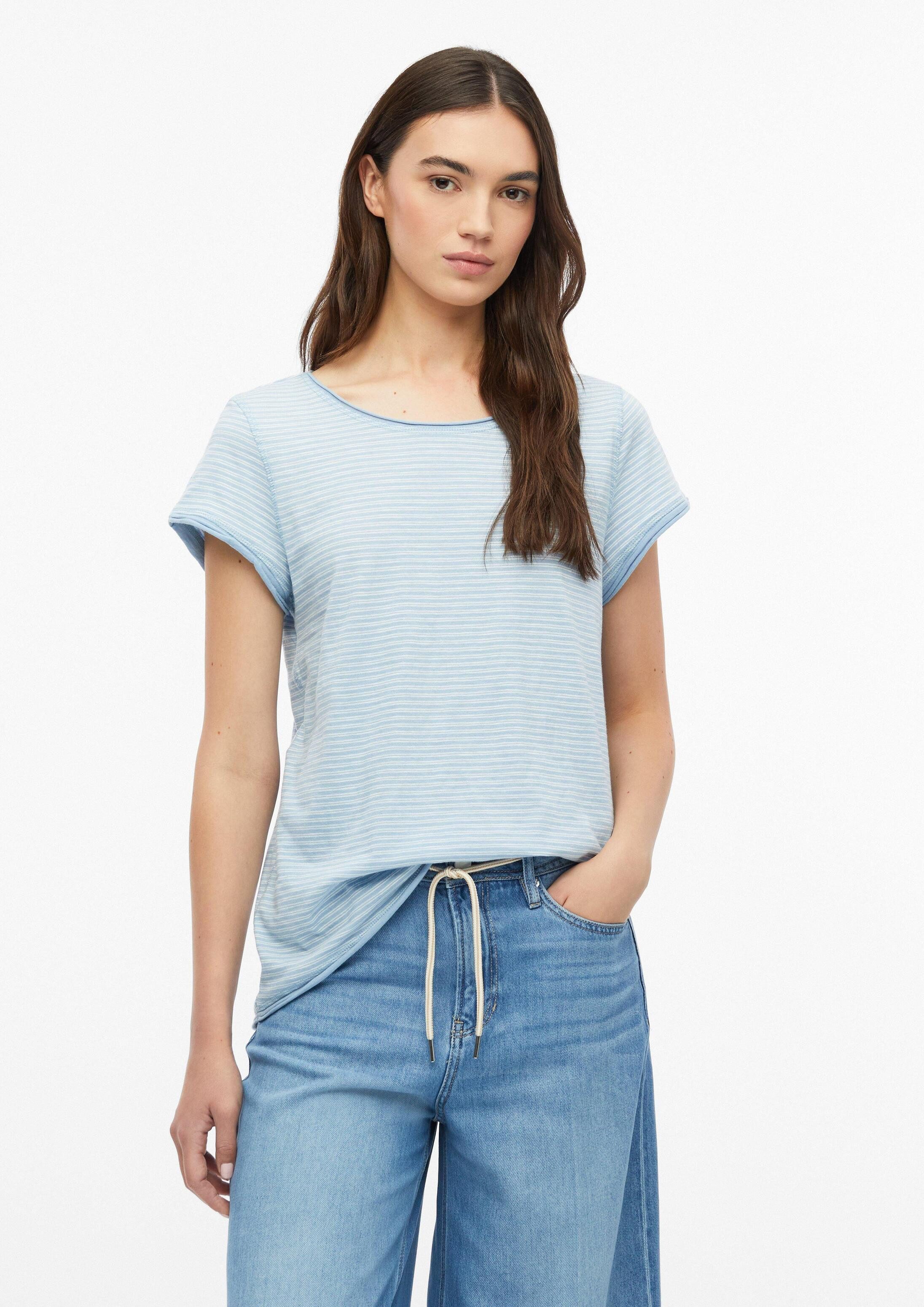 s.Oliver Kurzarmshirt T-Shirt Flammgarn-T-Shirt mit Rollkante