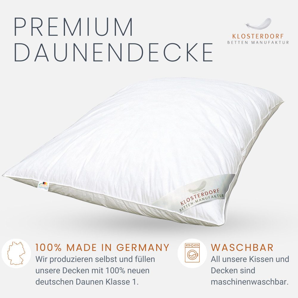 Klosterdorf Betten-Manufaktur Gänsedaunenbettdecke Premium Winterdecke Winter Daunendecke Bettdecke - Propper Deluxe -, Füllung: Ballonbett Ballondecke Ballonbettdecke Ballondaunendecke, Für erholsamen und gesunden Schlaf, liebevolle Handarbeit aus unserem deutschen Familienbetrieb