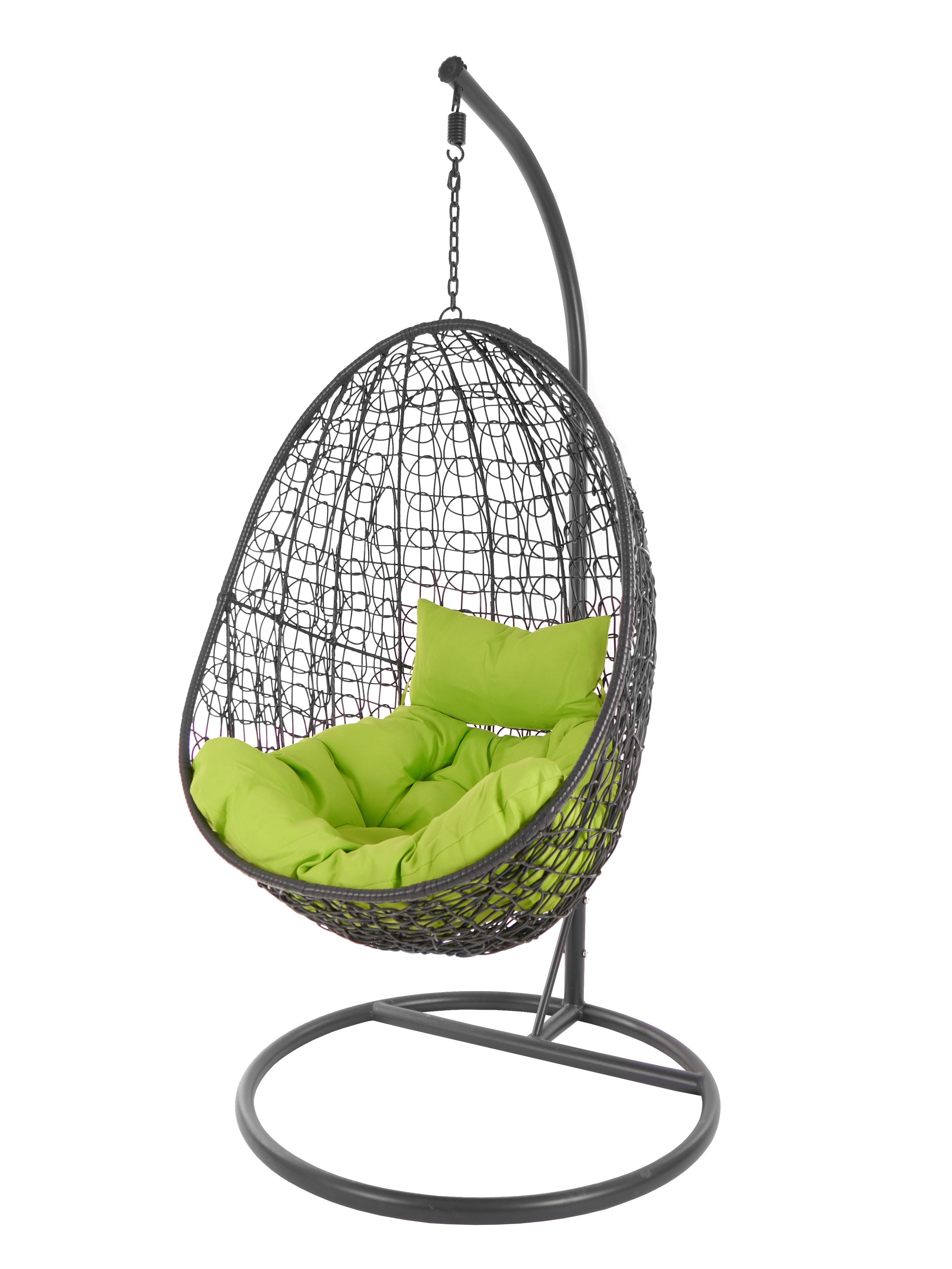 KIDEO Hängesessel Hängesessel Capdepera anthrazit, moderner Swing Chair, Schwebesessel mit Gestell und Kissen, Loungemöbel apfelgrün (6068 apple green)