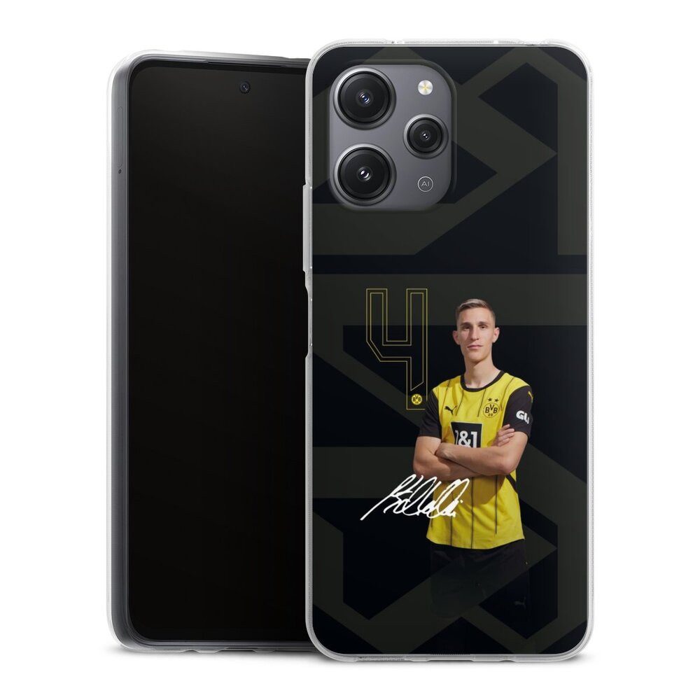 DeinDesign Handyhülle Borussia Dortmund Nico Schlotterbeck Offizielles Lizenzprodukt, Xiaomi Redmi 12 Silikon Hülle Bumper Case Handy Schutzhülle