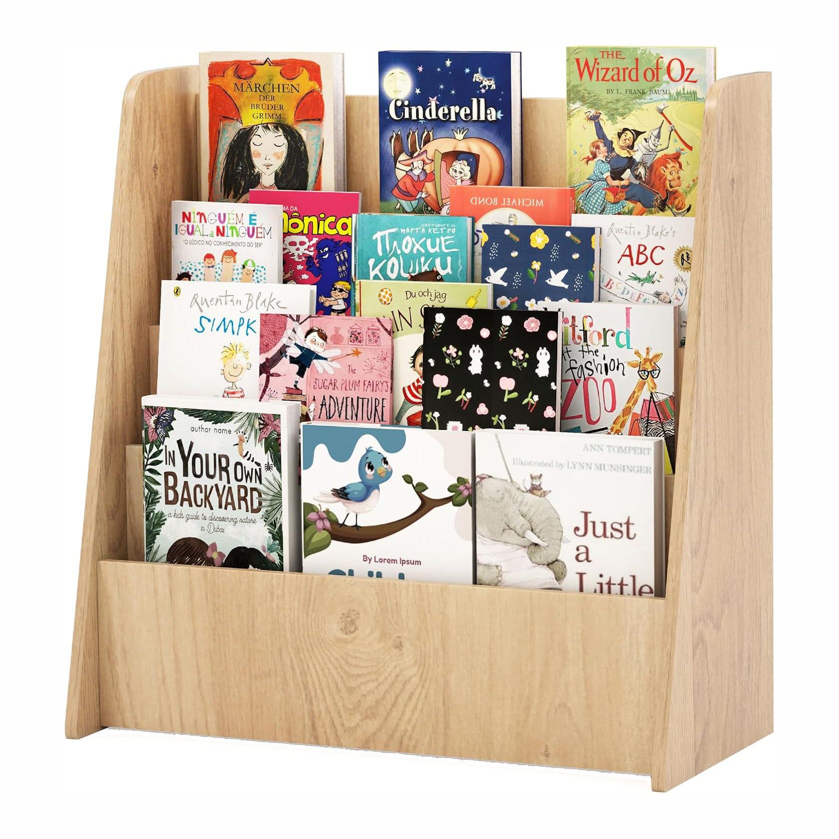KOMFOTTEU Kinderregal Bücherregal Holz Hängefächerregal Bücherkiste, mit 4 Ablagefächern