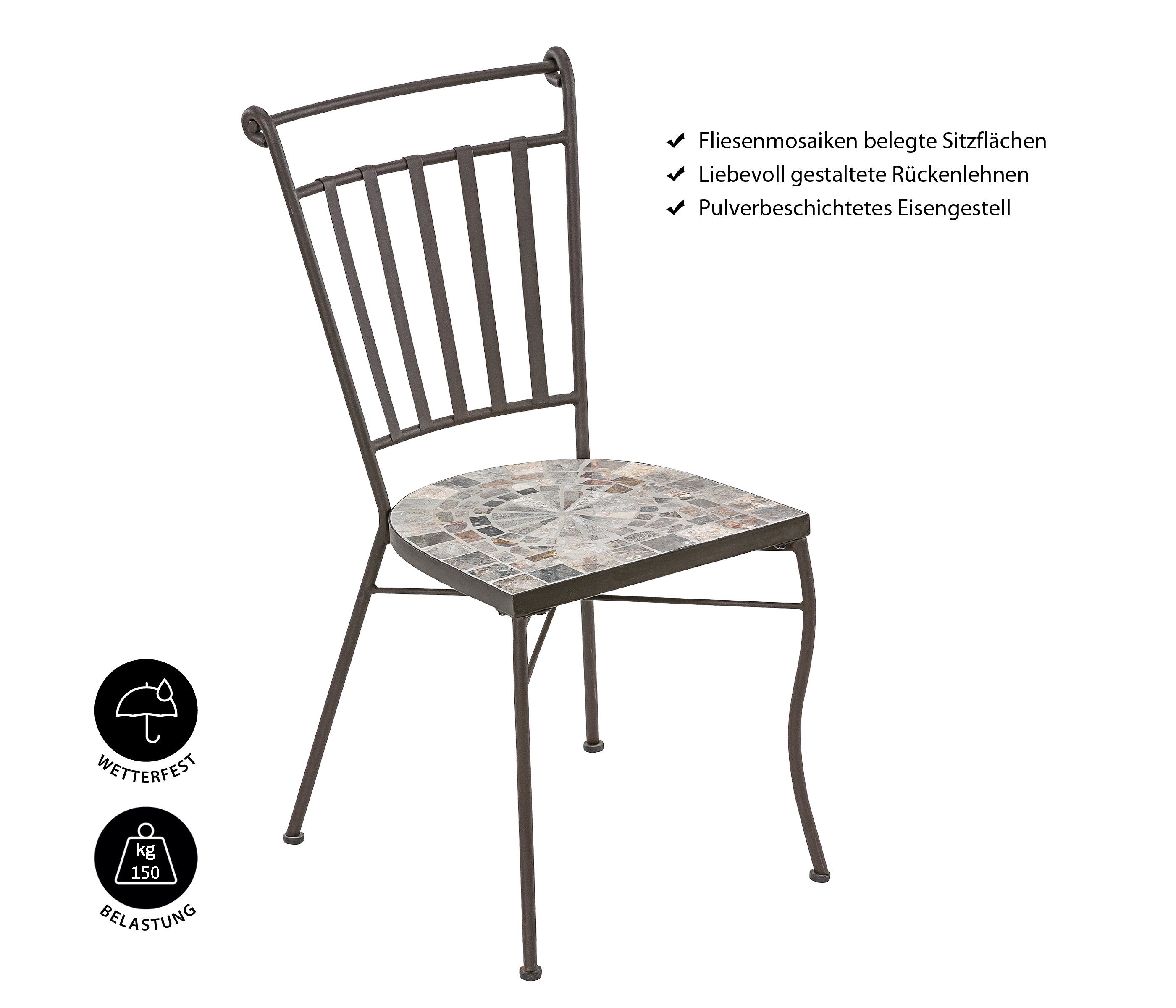 Eisen/Stein, Mosaikfließen Möblierungen eine 90 Dank Grazia, 40 geeignet der Dehner Gartenstuhl 47 x cm, x ideal für mediterrane