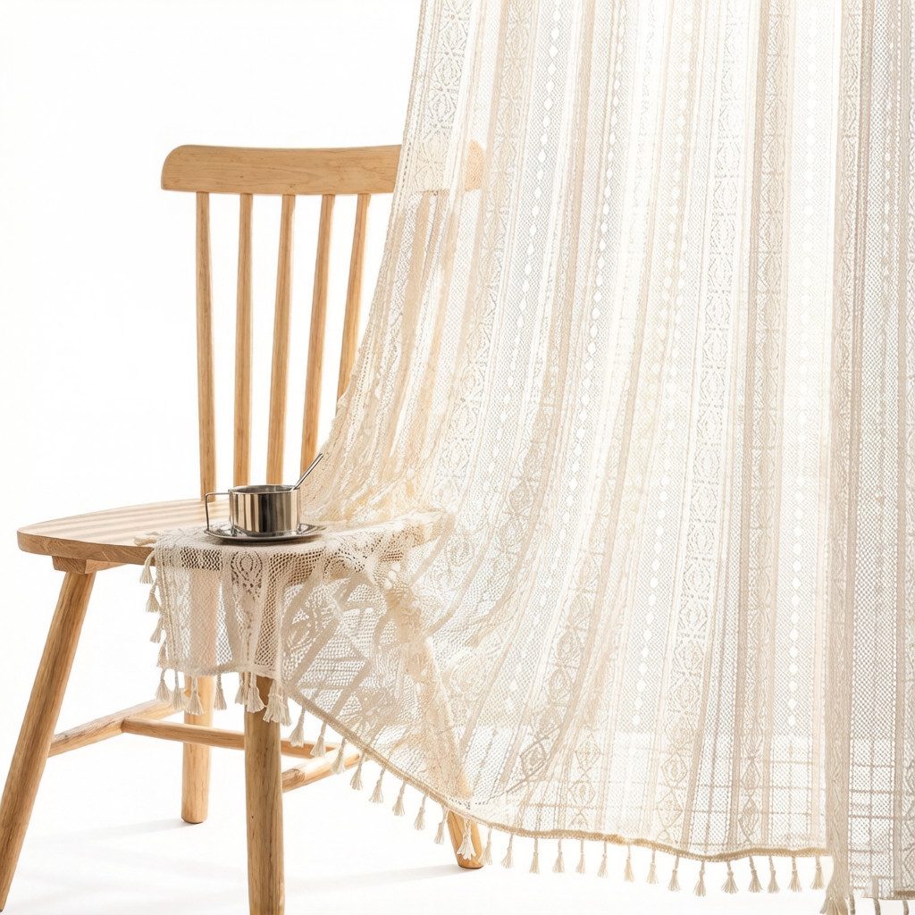 Diwzbyn Scheibengardine Stickerei Spitze Voile Gardinen, Transparent Vorhang
