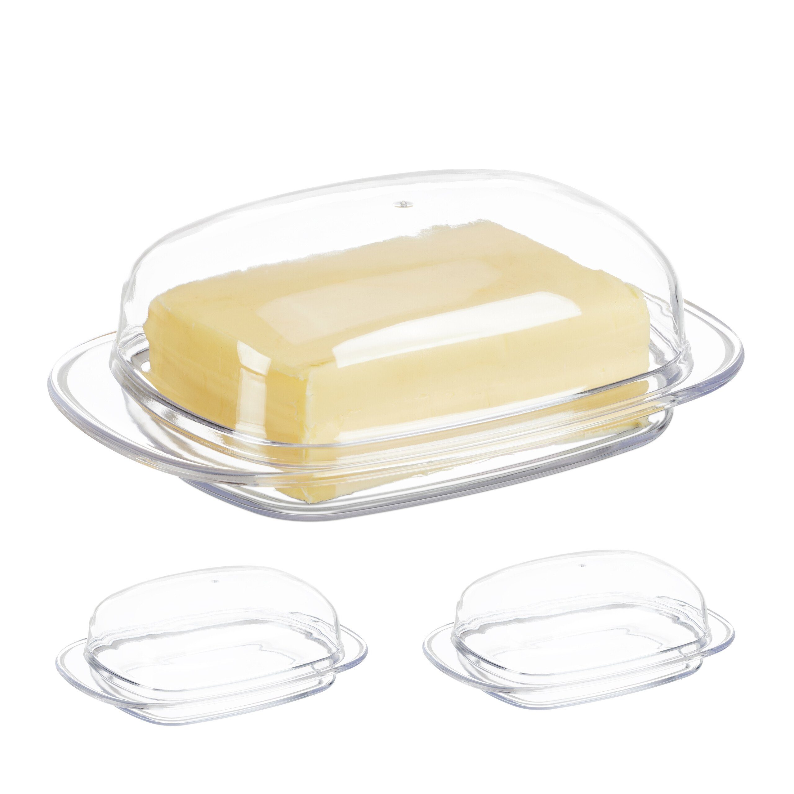 im Kunststoff relaxdays Butterdose Set, 3er Kunststoff Butterdose