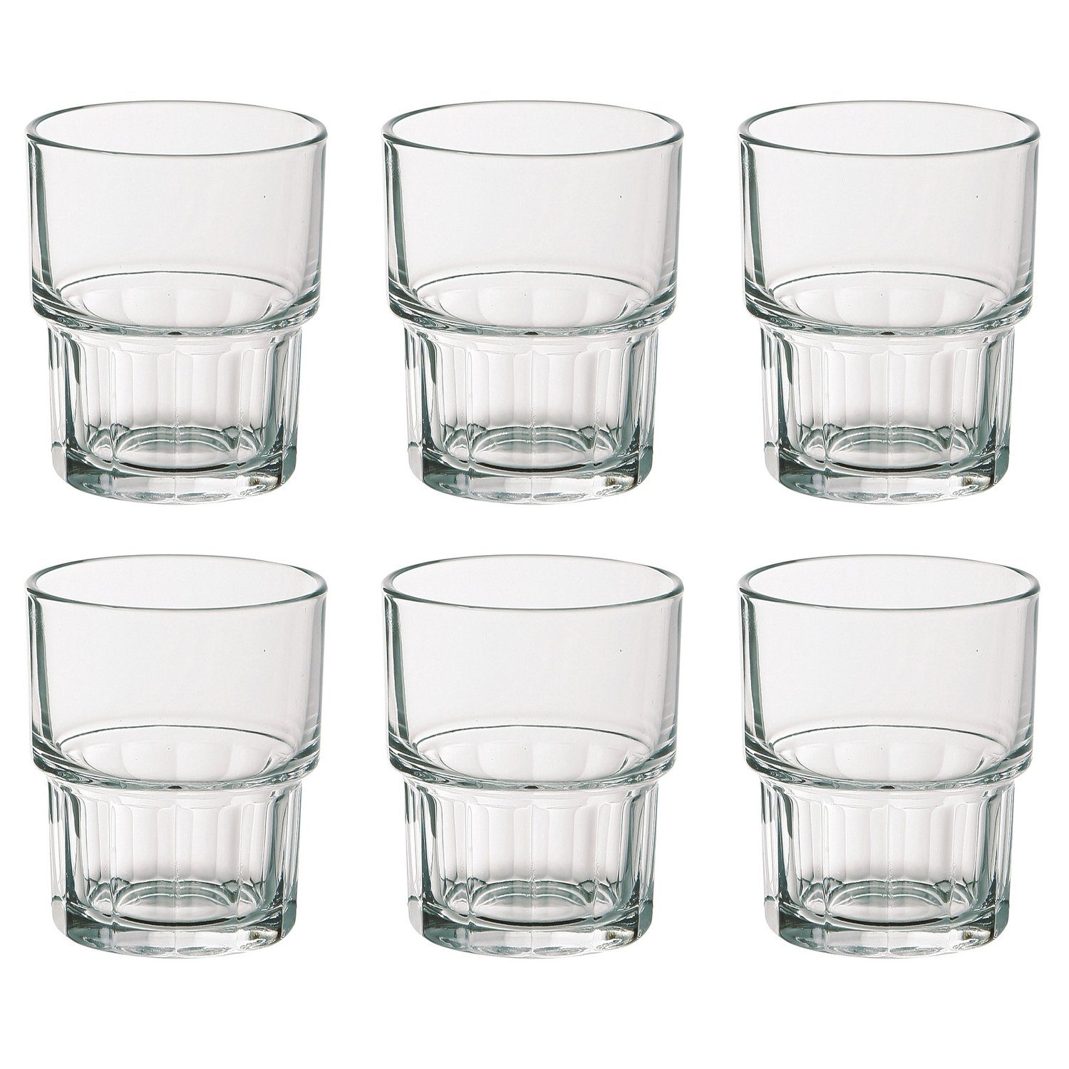 EDUPLAY Becher stabile Gläser für Kinder Hartglas 160 ml Ø 6,6 cm H 7,9 cm stapelbar, 6-tlg., Glas