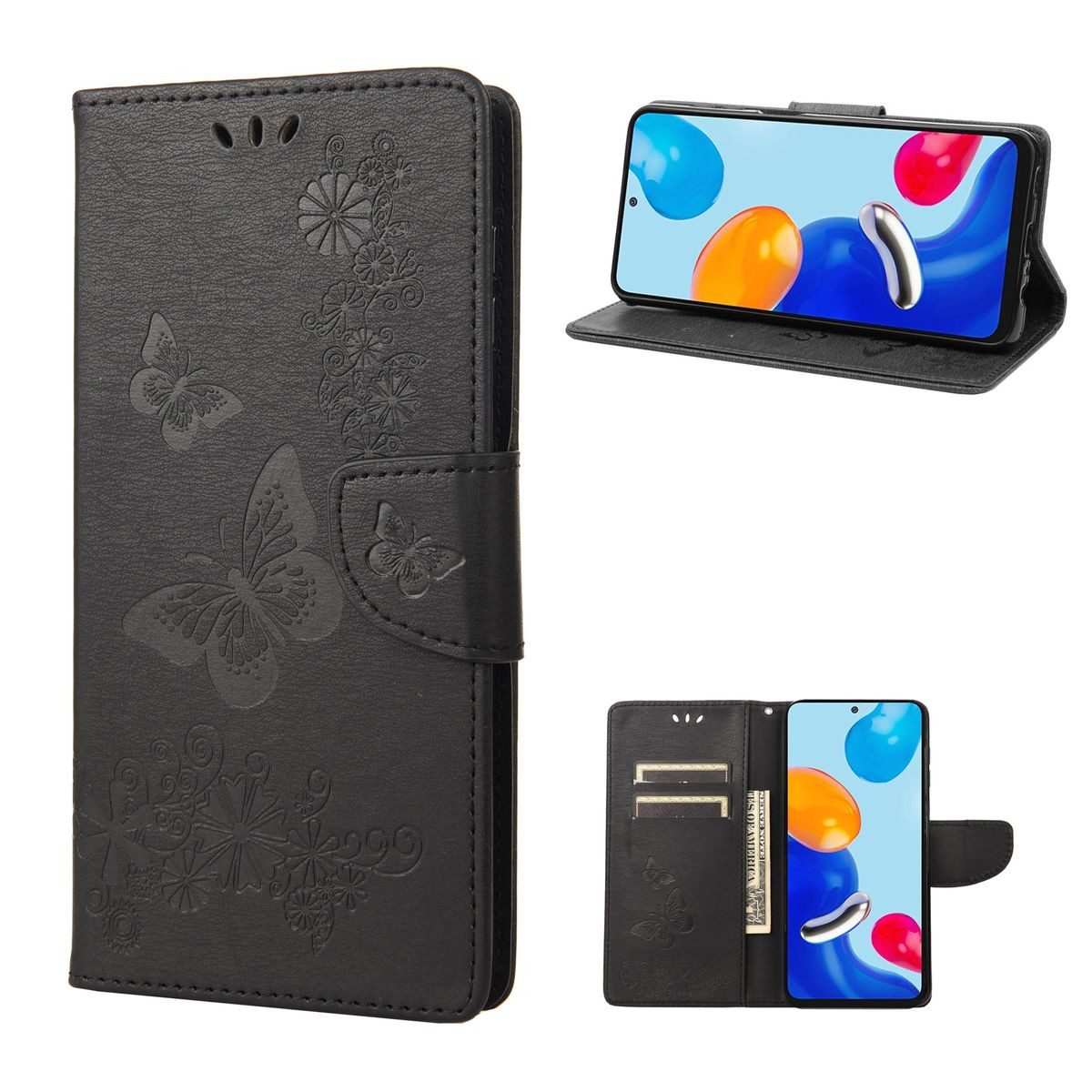 König Design Handyhülle Xiaomi Redmi Note 11 / Note 11S Global, Schutzhülle Schutztasche Case Cover Etuis Wallet Klapptasche Bookstyle