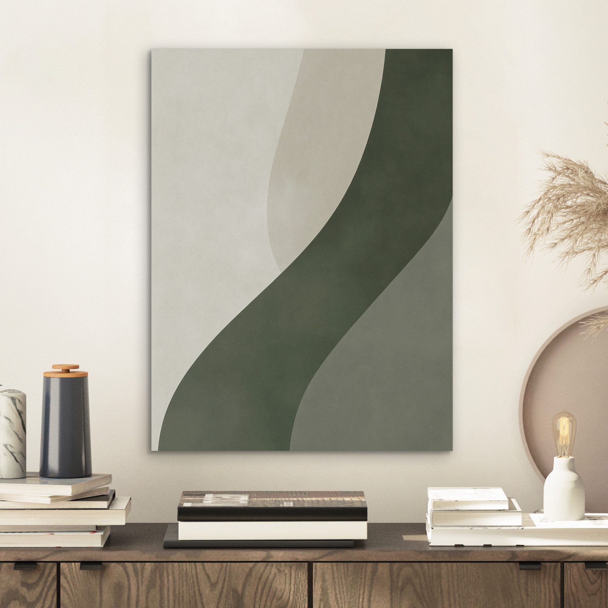 MuchoWow Gemälde Japandi - Grün - Abstrakt - Modern, Fotodruck (1 St), Akus günstig online kaufen