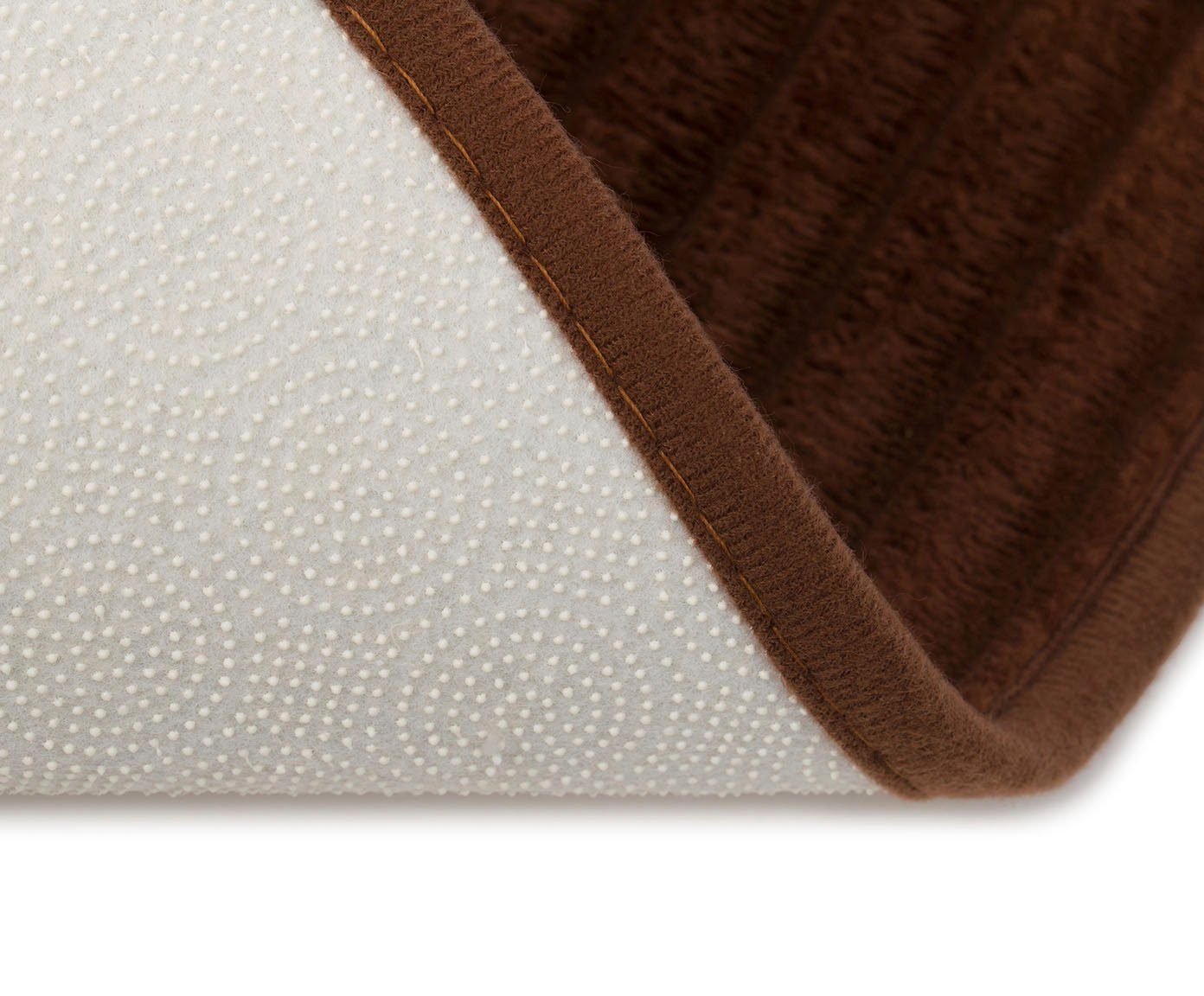 Gözze Badematte Berlin, Höhe 7 mm, rutschhemmend beschichtet, fußbodenheizungsgeeignet, Polyester, rechteckig, Badteppich, Uni Farben, Cord Optik, waschbar