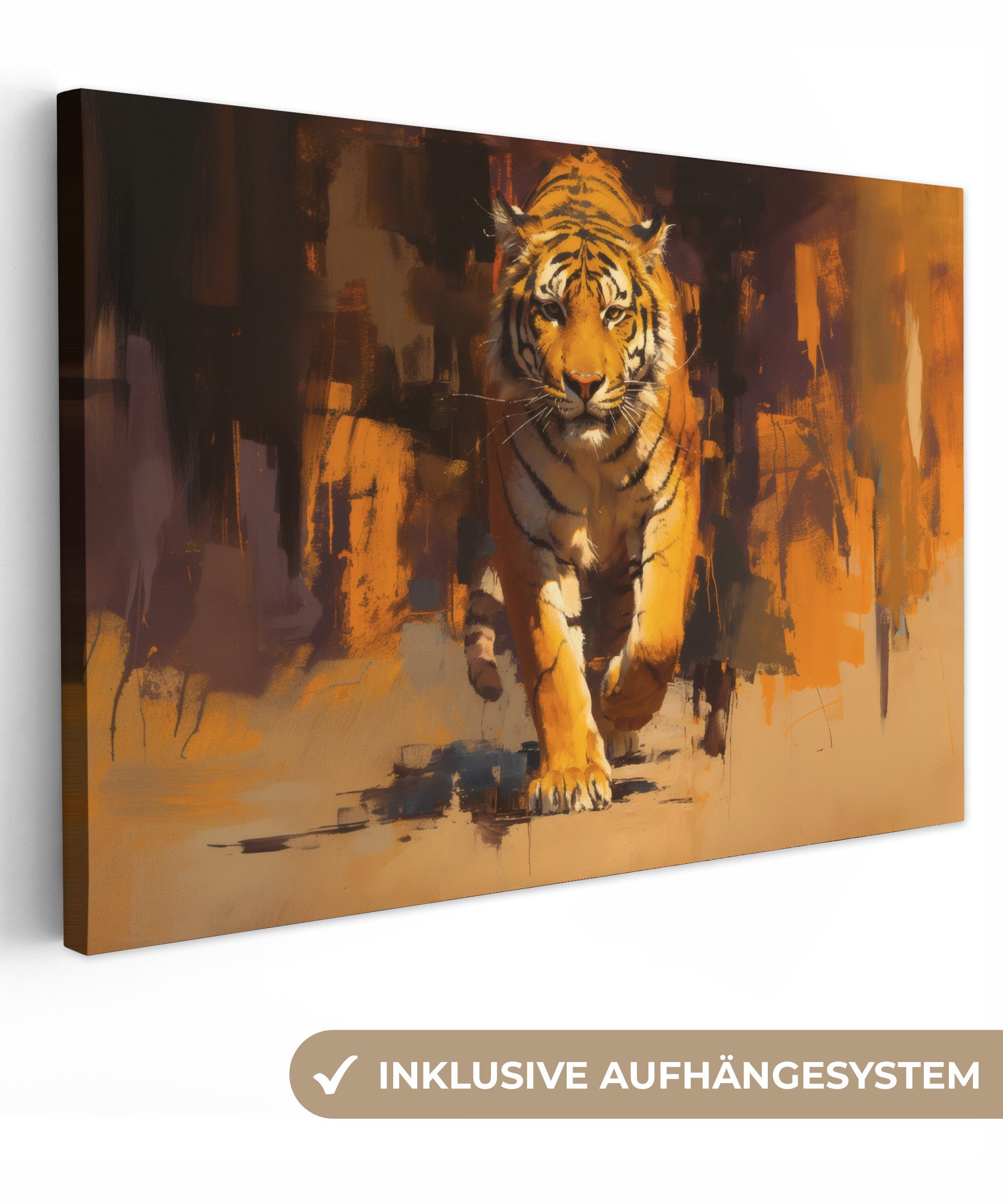 OneMillionCanvasses® Leinwandbild Tiger - Gemalt - günstig online kaufen