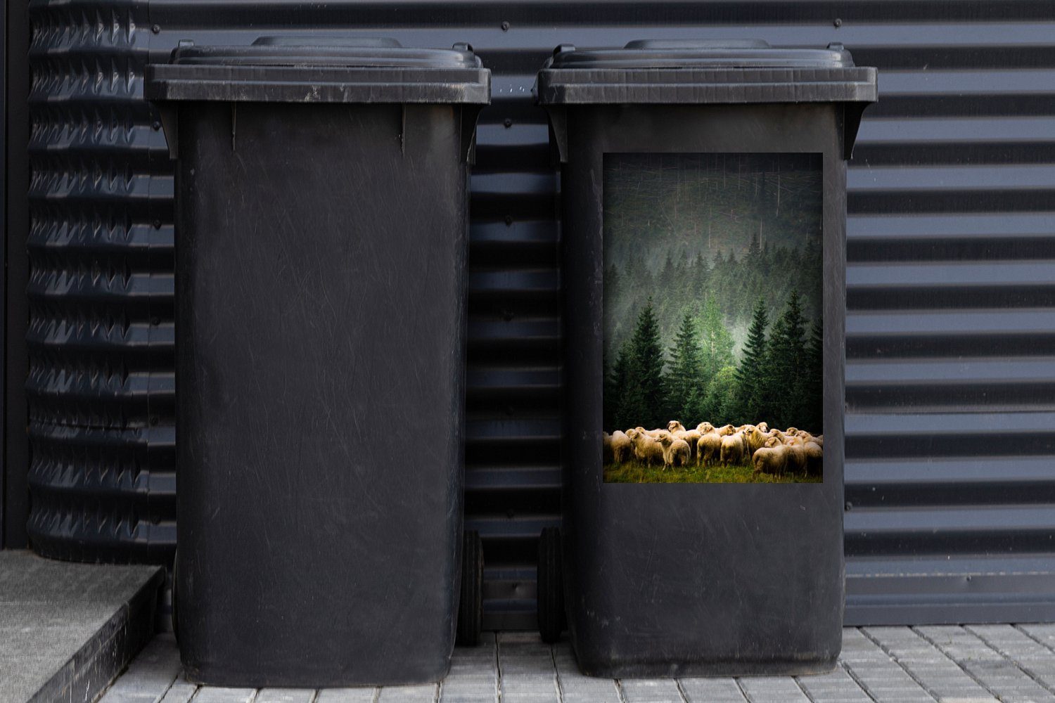 MuchoWow Sticker, (1 Schafe Mülltonne, Kiefern Tatra-Nationalpark Container, St), Wandsticker den vor Slowakei Mülleimer-aufkleber, im Abfalbehälter in der