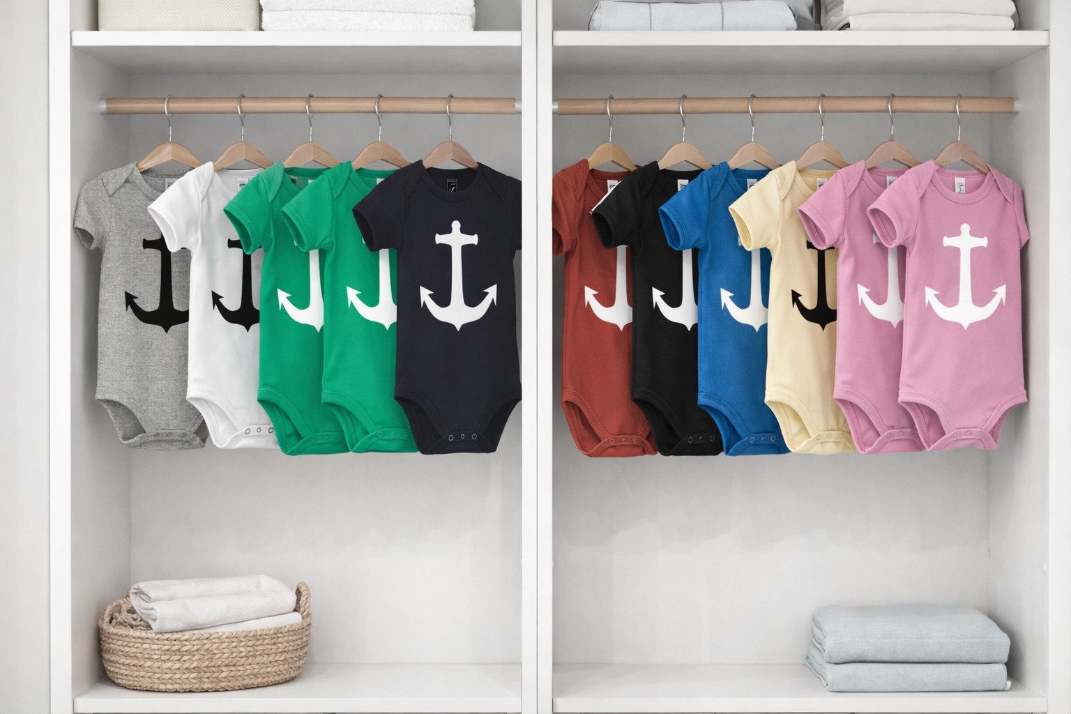 Blondie & Brownie Strampler Maritimer Babybody mit Anker Motiv Baumwolle Kurzarm Komfort (Einzelartikel) Baby Body Anker Print Baumwolle Kurzarm maritim Unisex bequem sanfte