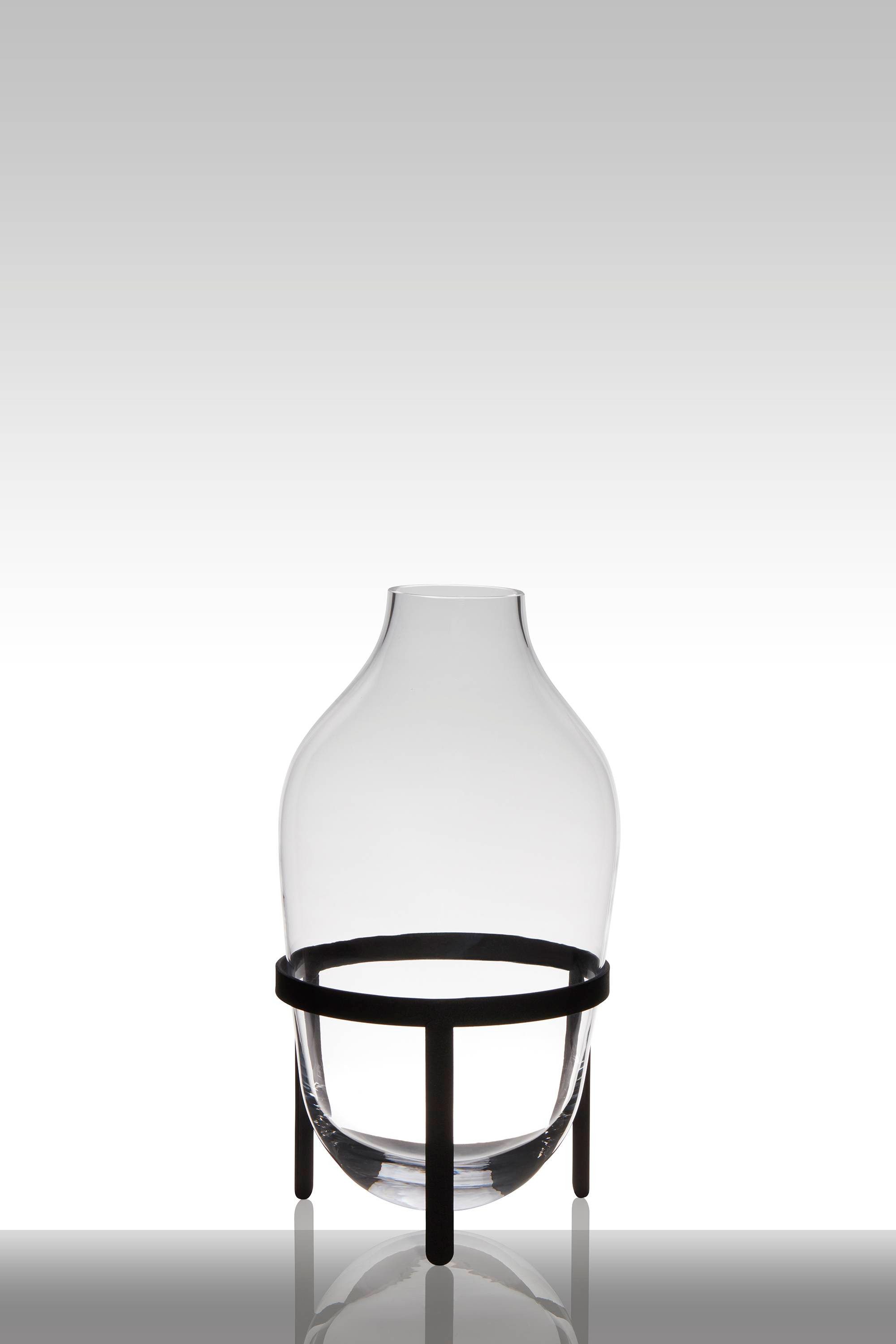 INNA-Glas Bodenvase Glas Camilo auf Standfuß, Trichter - rund, klar, 39cm, Ø 19cm