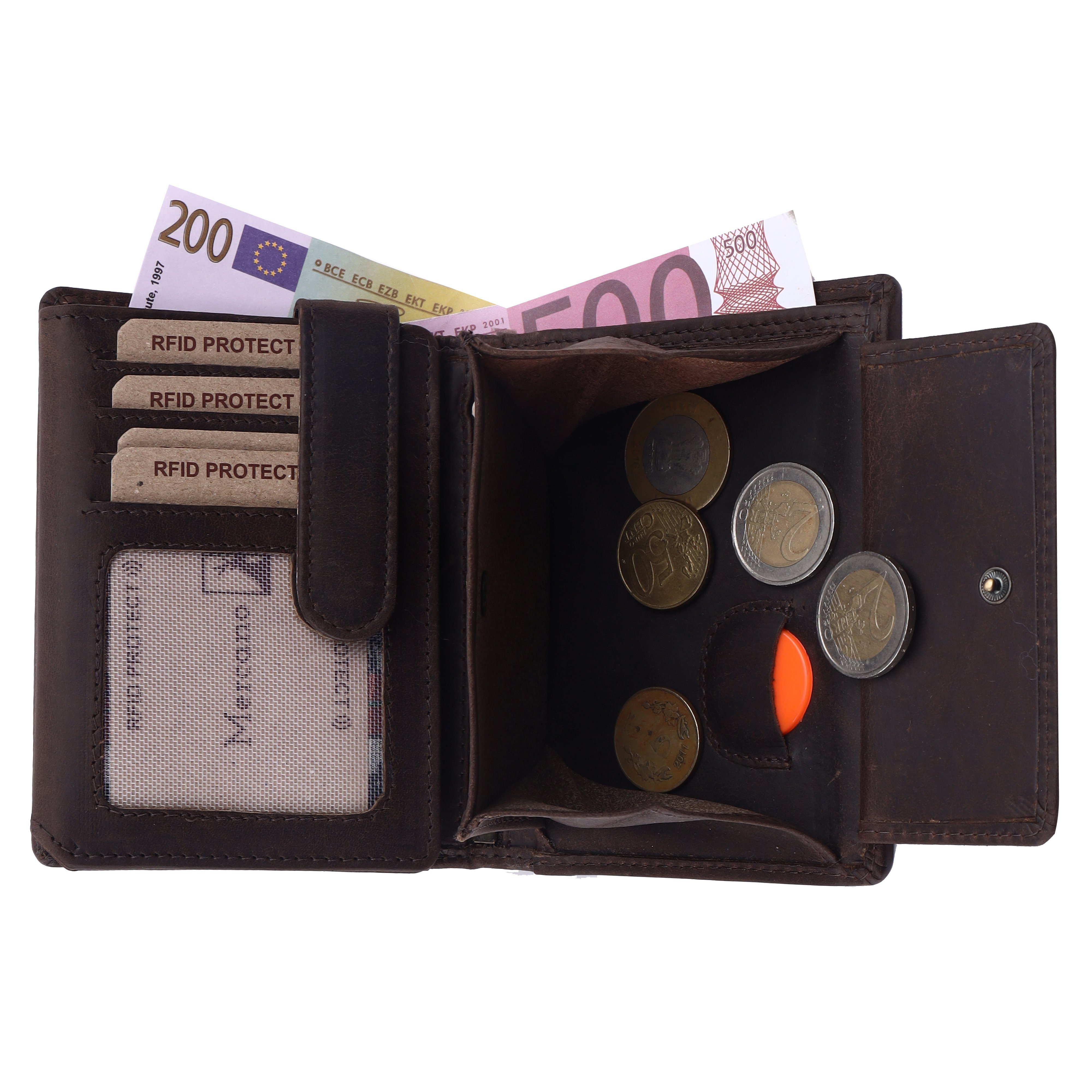 Leder, Geschenkbox inkl. aus 100% Vintage für RFID-Schutz integrierter Mercano & Herren, Geldbörse