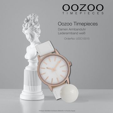 OOZOO Quarzuhr Oozoo Damen Armbanduhr Timepieces Analog, (Analoguhr), Damenuhr rund, groß (ca. 40mm) Lederarmband, Fashion-Style