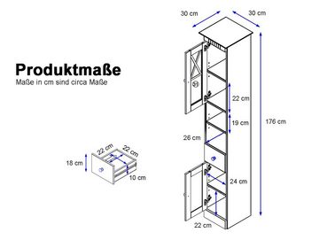 loft24 Hochschrank Rico 2 Türen+1 Schublade+2 Fächer, Badezimmer Schrank, FSC®-zertifizierrung