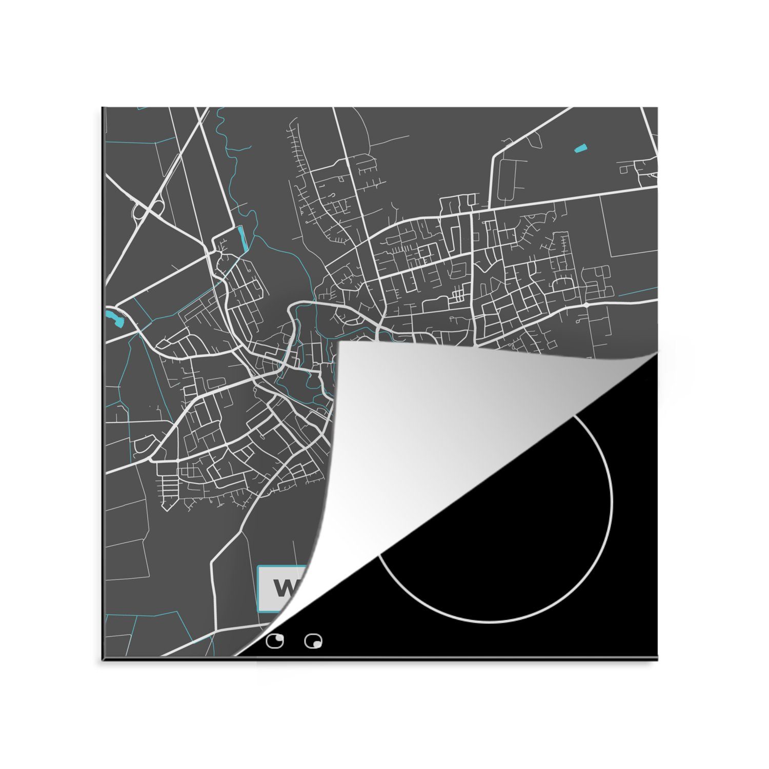 MuchoWow Herdblende-/Abdeckplatte Karte - Wolfenbüttel - Blau - Stadtplan - Deutschland, Vinyl, (1 tlg), 78x78 cm, Ceranfeldabdeckung, Arbeitsplatte für küche