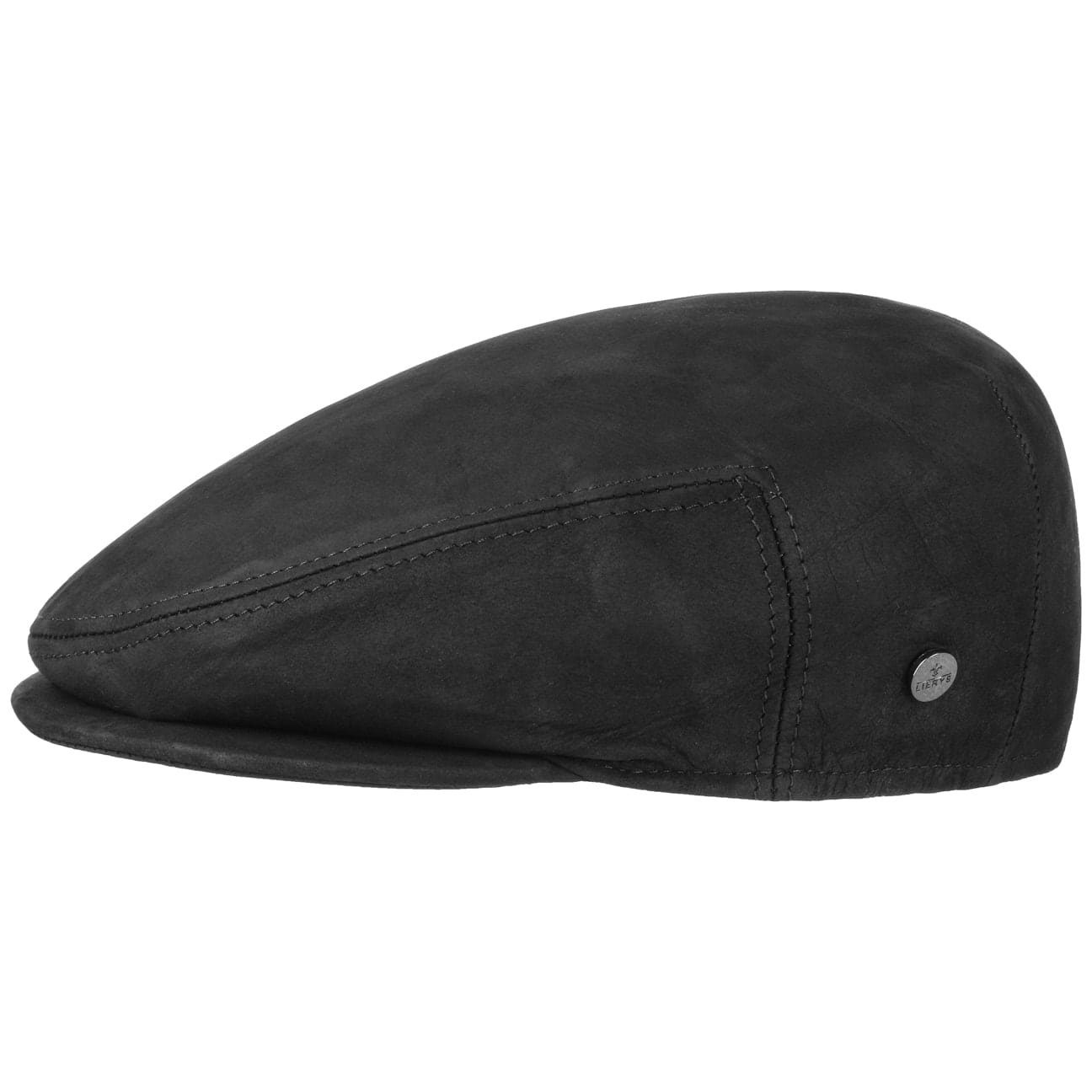 schwarz Schirm, Flatcap in Flat mit Made Cap Lierys Italy (1-St)