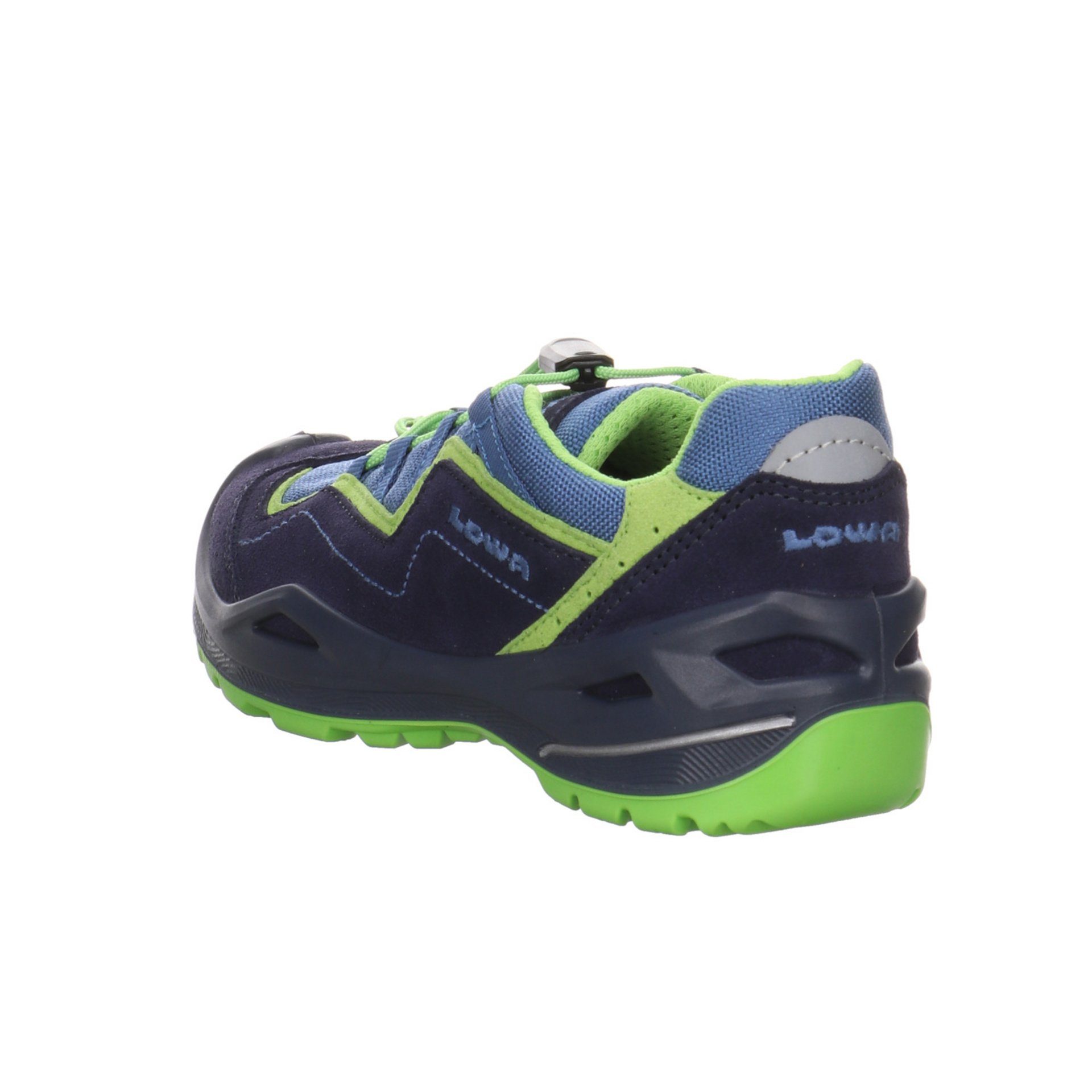 Lowa Jungen Schnürhalbschuhe Outdoorschuh Leder-/Textilkombination dunkelblau/neon