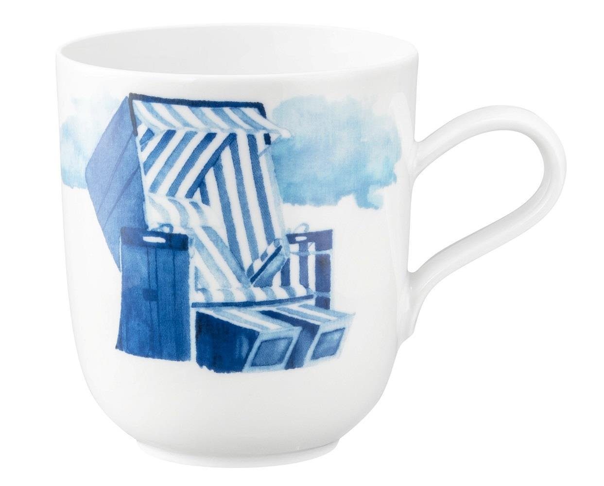 Seltmann Weiden Becher Seltmann Weiden Küstenmotiv Becher Strandkorb, Porzellan