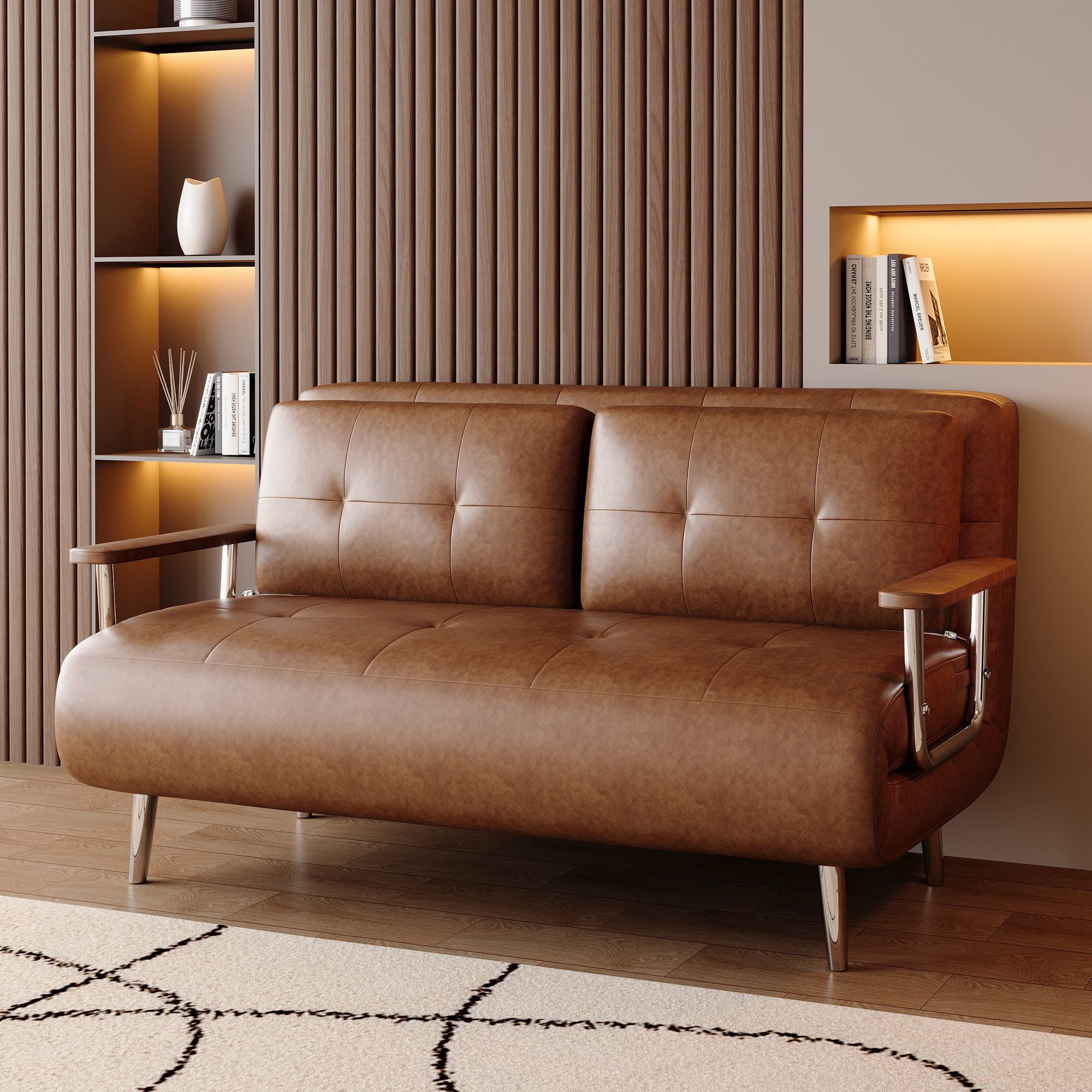 oleyluckidea Schlafsofa modernes schlafcouch Sofa mit Schlaffunktion und Metallfüßen, Zum Bett umwandelbar