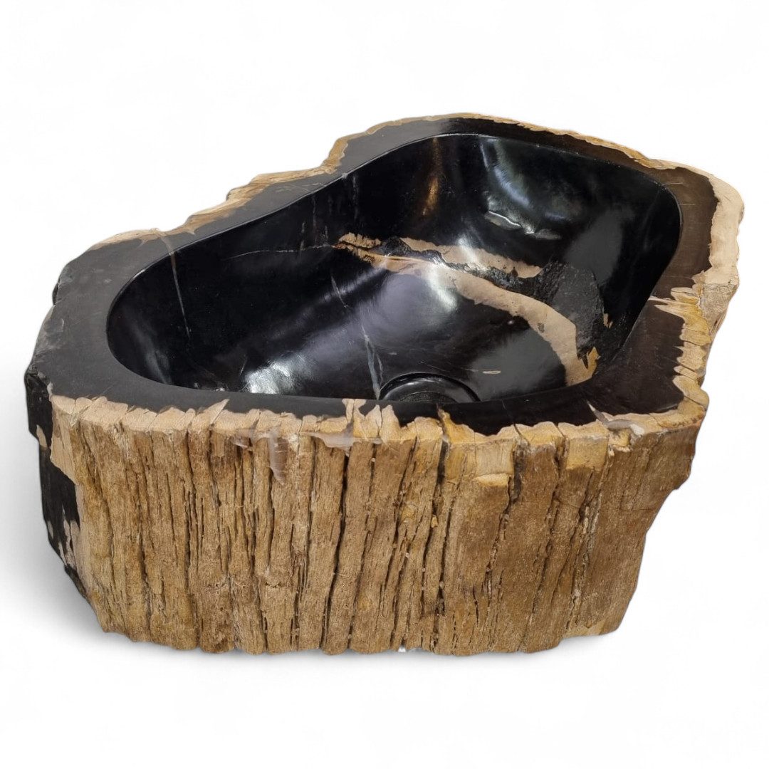 Kinaree Aufsatzwaschbecken Versteinertes Holz Раковины #36, versteinertes Holz, braun, schwarz, poliert, Bruchstein Optik