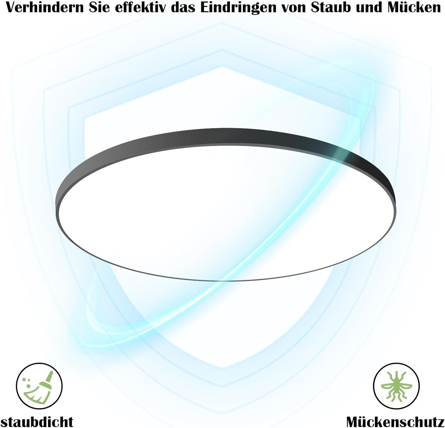 Nettlife LED Panel Schwarz/weiß flach rund Dimmbar Deckenleuchte inkl. Fernbedienung, LED fest integriert, Warmweiß, Neutralweiß, Kaltweiß, für Wohnzimmer Küche – Bild 3 von 5