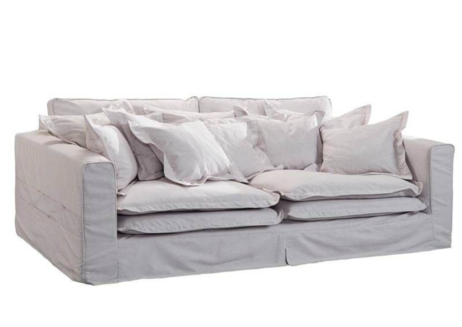 KINGSTON Hussensofa weiß Massivmoebel24 236x138x76 Sofa 3-Sitzer