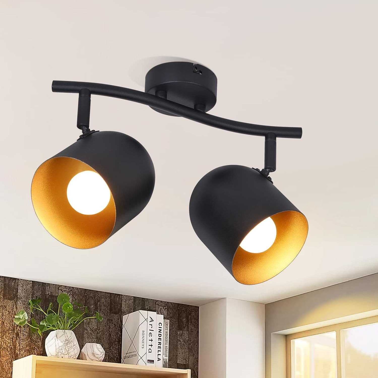 Nettlife Deckenleuchte E14 Schwarzgold Deckenstrahler Vintage günstig online kaufen