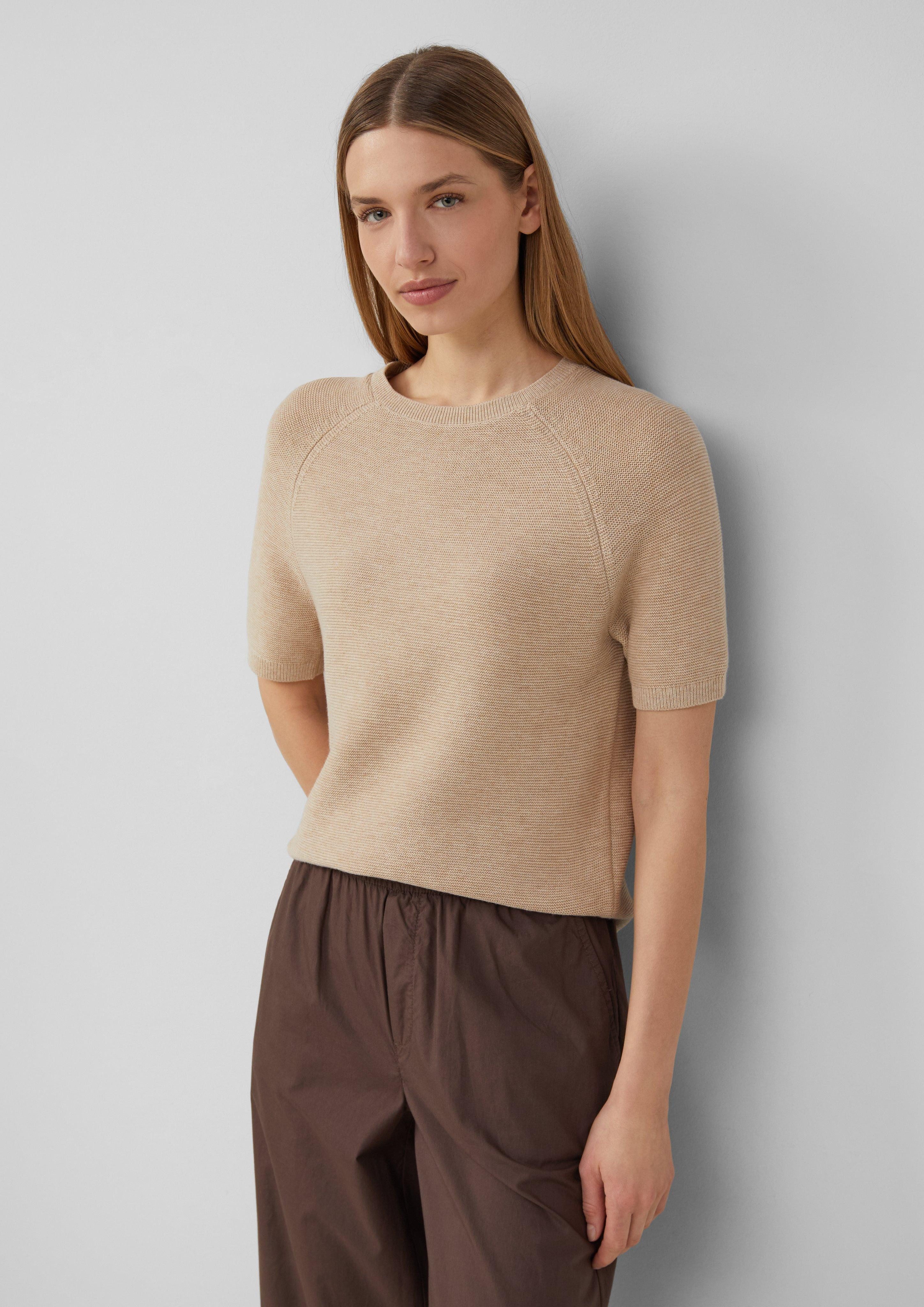 s.Oliver Strickpullover Kurzarm-Strickpullover aus Baumwollmix günstig online kaufen