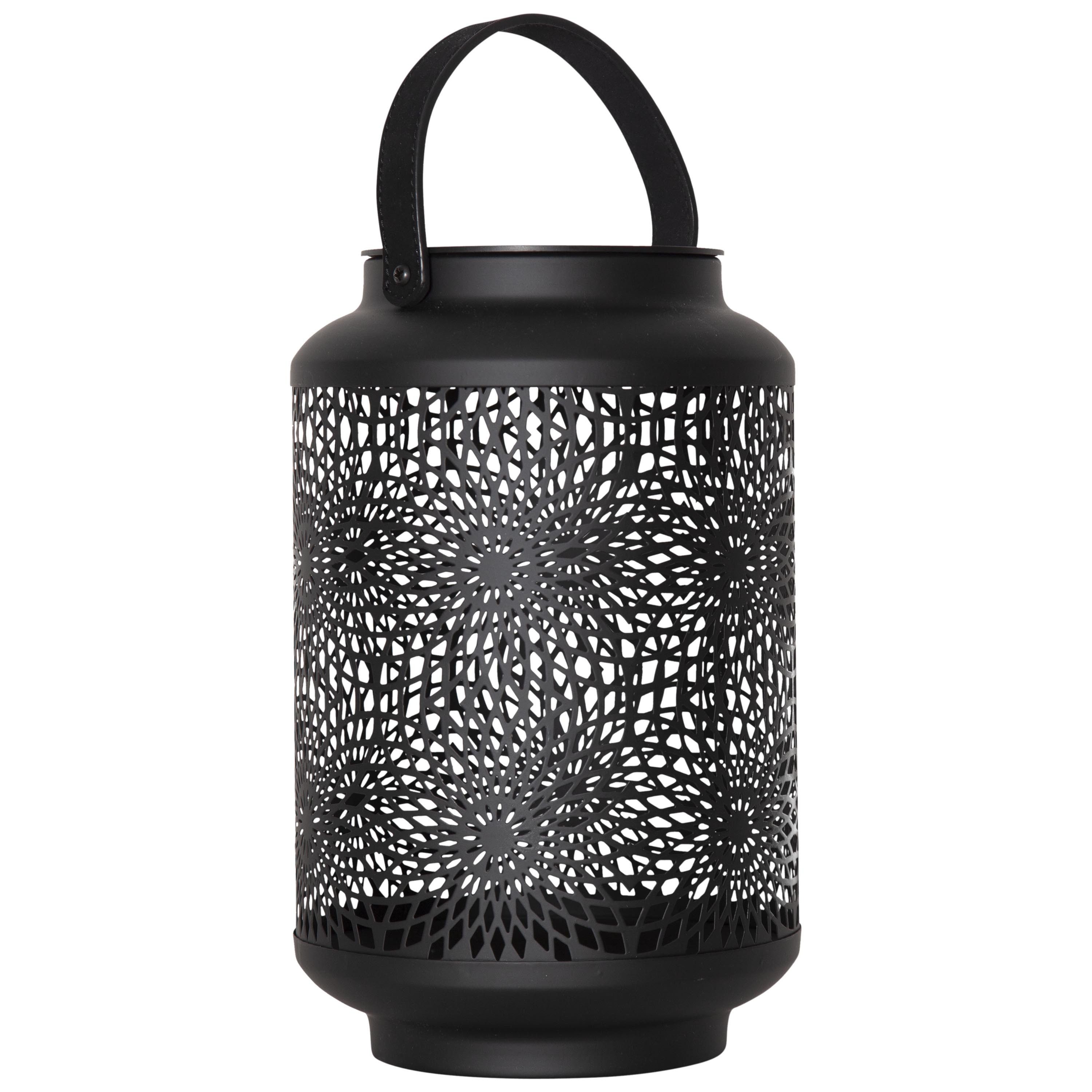 STAR TRADING LED Solarleuchte Mandala, LED Solar-Laterne,Mandala, Metall, Dämmerungssensor, schwarz, 30cm