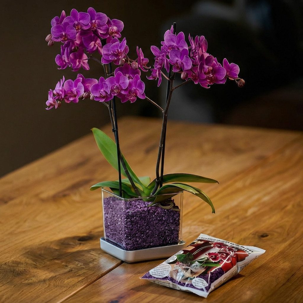 colomi Blumentopf ColomiCare Orchideentopf transparent + 1 L Orchideengranulat – Set (Spar-Set, 1x Orchideentopf 1x 1Liter Orchideengranulat)