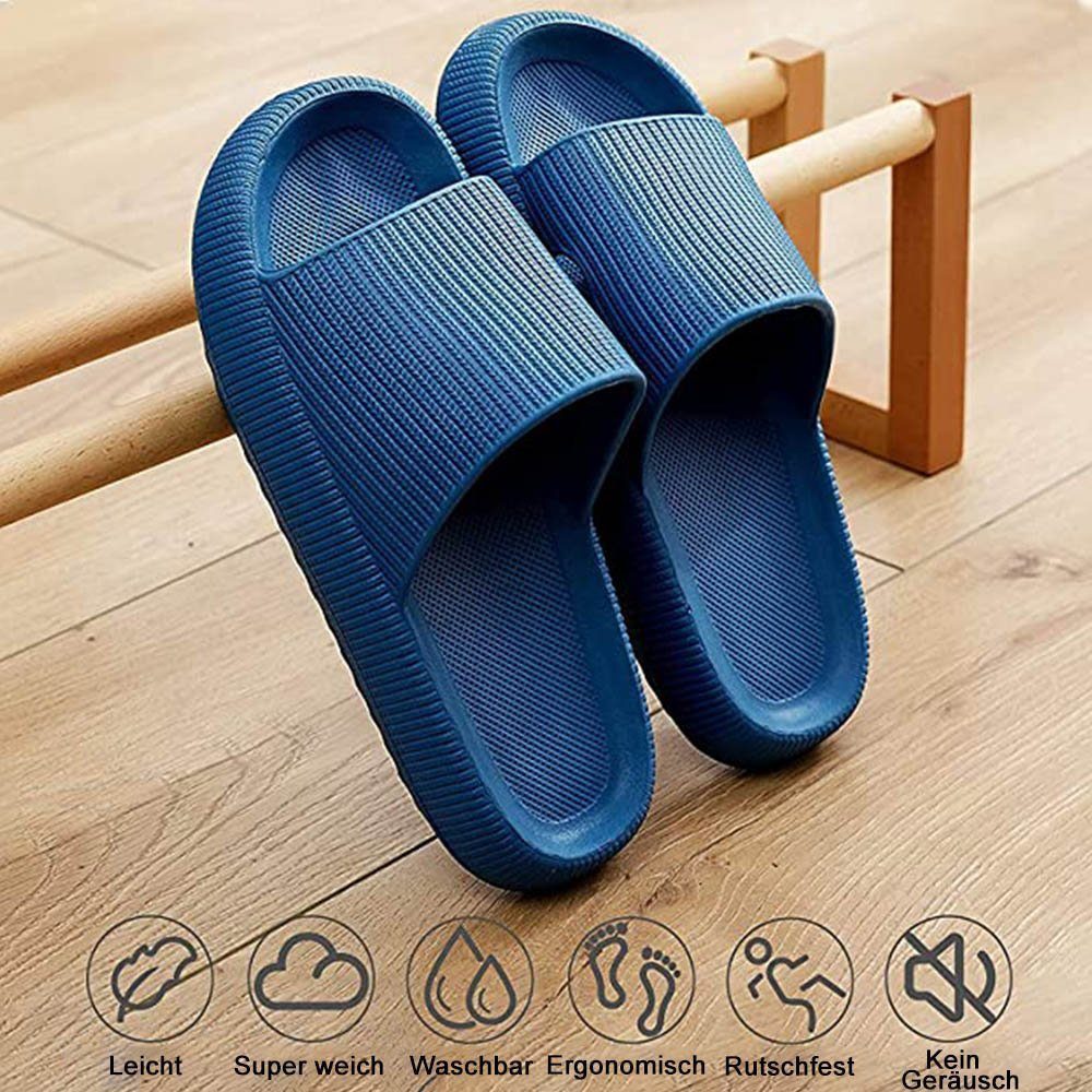 Blusmart Damen Herren Badeschuhe Badepantolette (EVA Rutschfest Pantoletten, Dicke Sohle bequeme) für Badezimmer, Schlafzimmer, Wohnzimmer, Strand, Freizeit – Bild 2 von 5