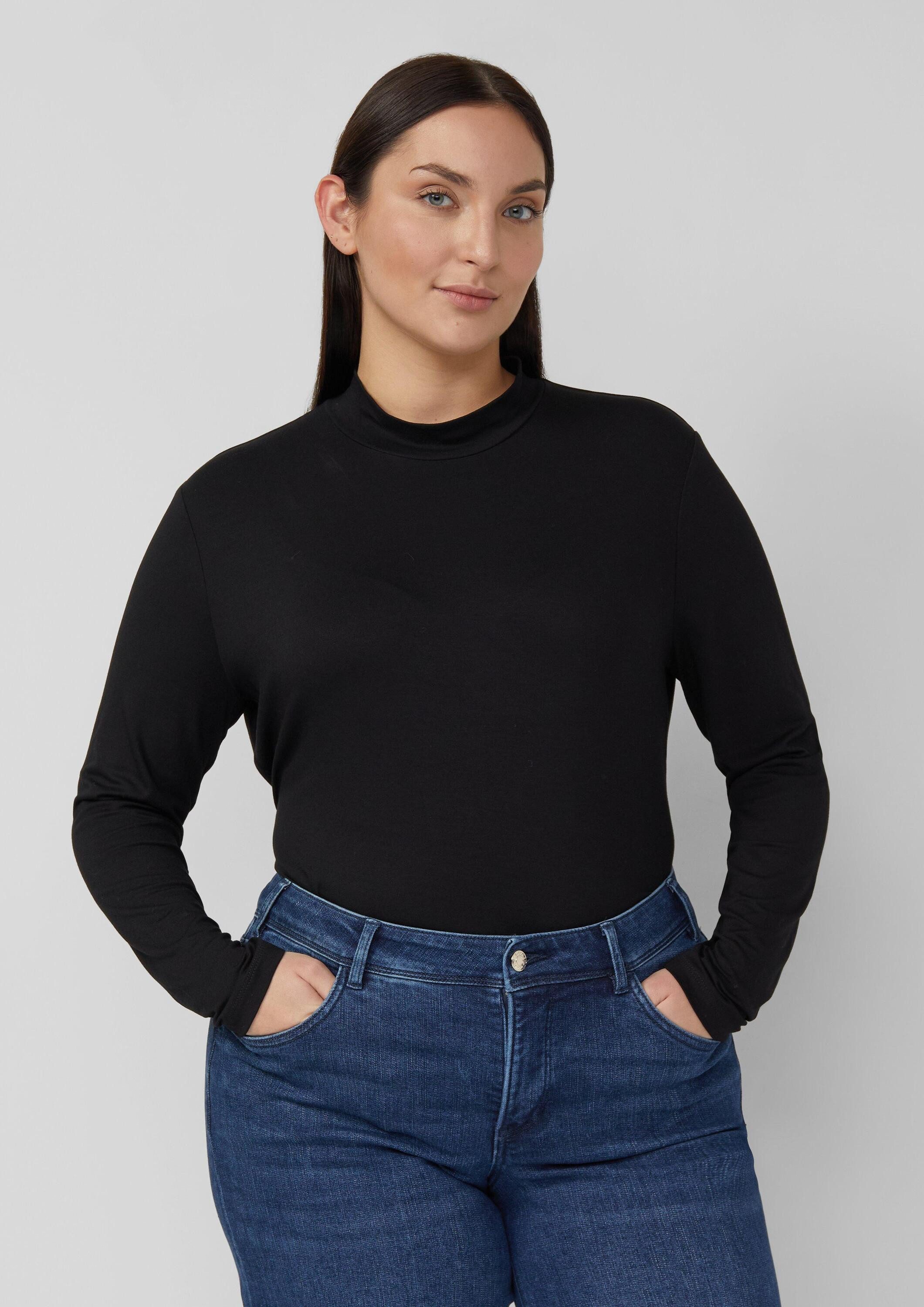 s.Oliver Langarmshirt T-Shirt Fließendes Longsleeve mit Stehkragen günstig online kaufen