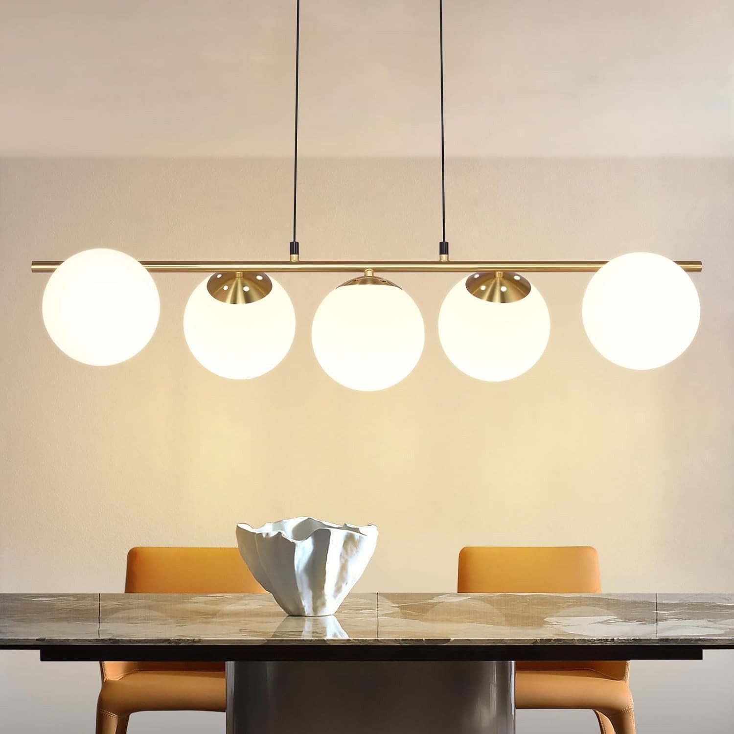 ZMH Pendelleuchte Esstisch Hängeleuchte Glas Hängelampe E27 5-Flammig, ohne günstig online kaufen