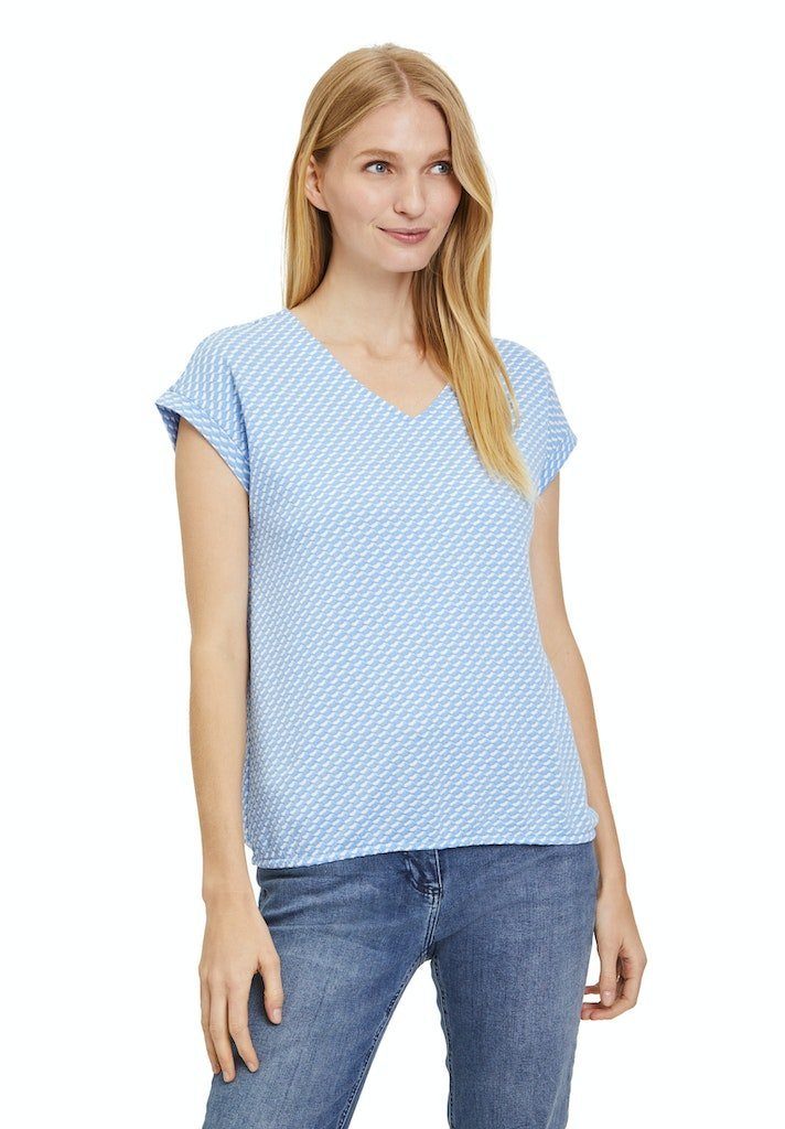 Shirt Betty&Co Kurzarmshirt Blue/White Arm 1/2 Kurz