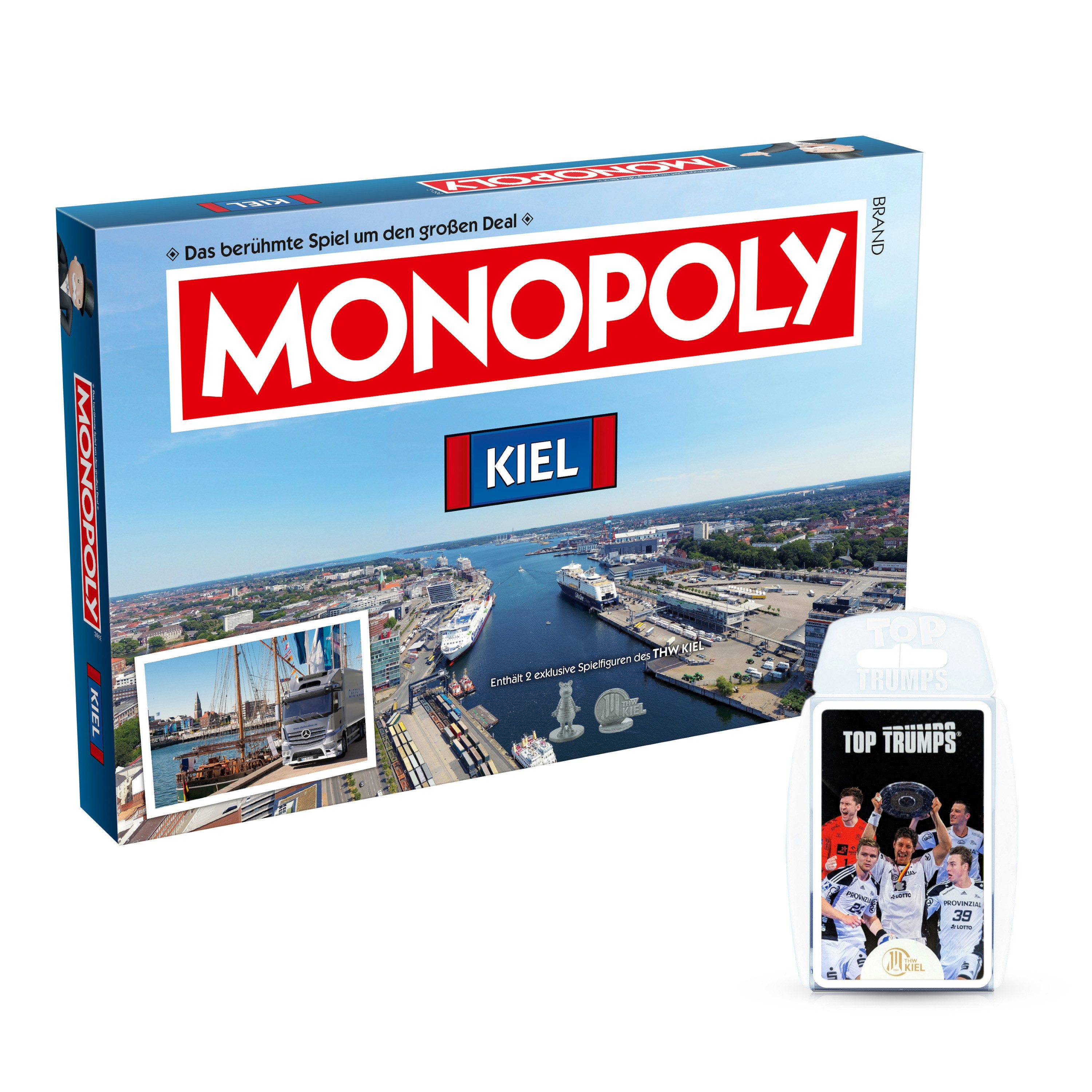 Winning Moves Spiel Монополия - Kiel inkl. Top Trumps THW Kiel, Brettspiel