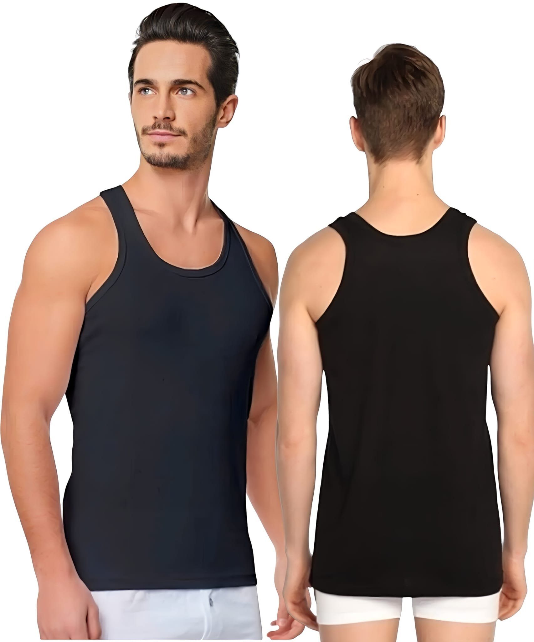 Seher Mensucat Unterhemd 6er-10er 100% Pack Unterhemden Baumwolle 6-St., aus reiner Pack) 6er-10er Schwarz Top Tank (Pack, Baumwolle Herren XS-4XL