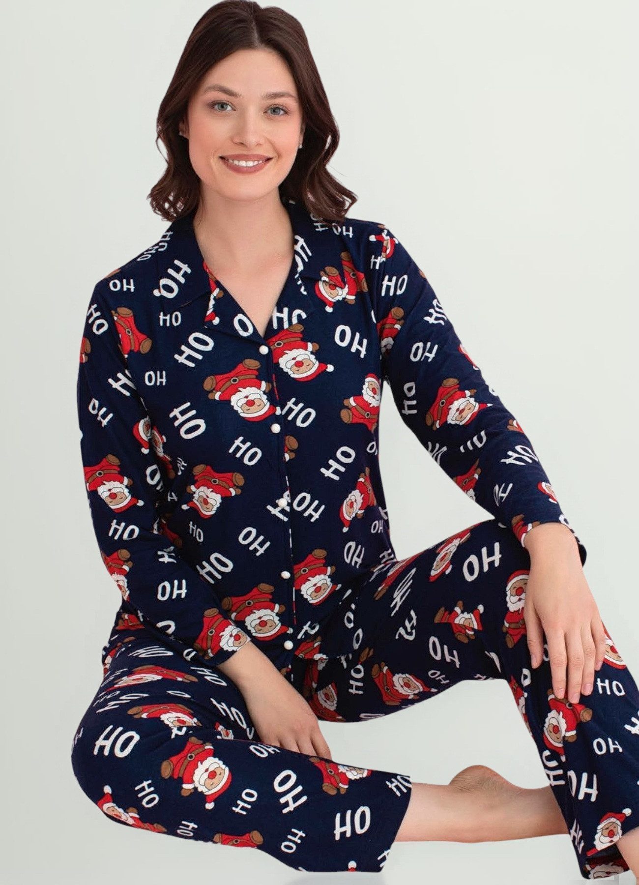 fashionshowcase Pyjama Weihnachts-Design Schlafanzug mit Santa günstig online kaufen